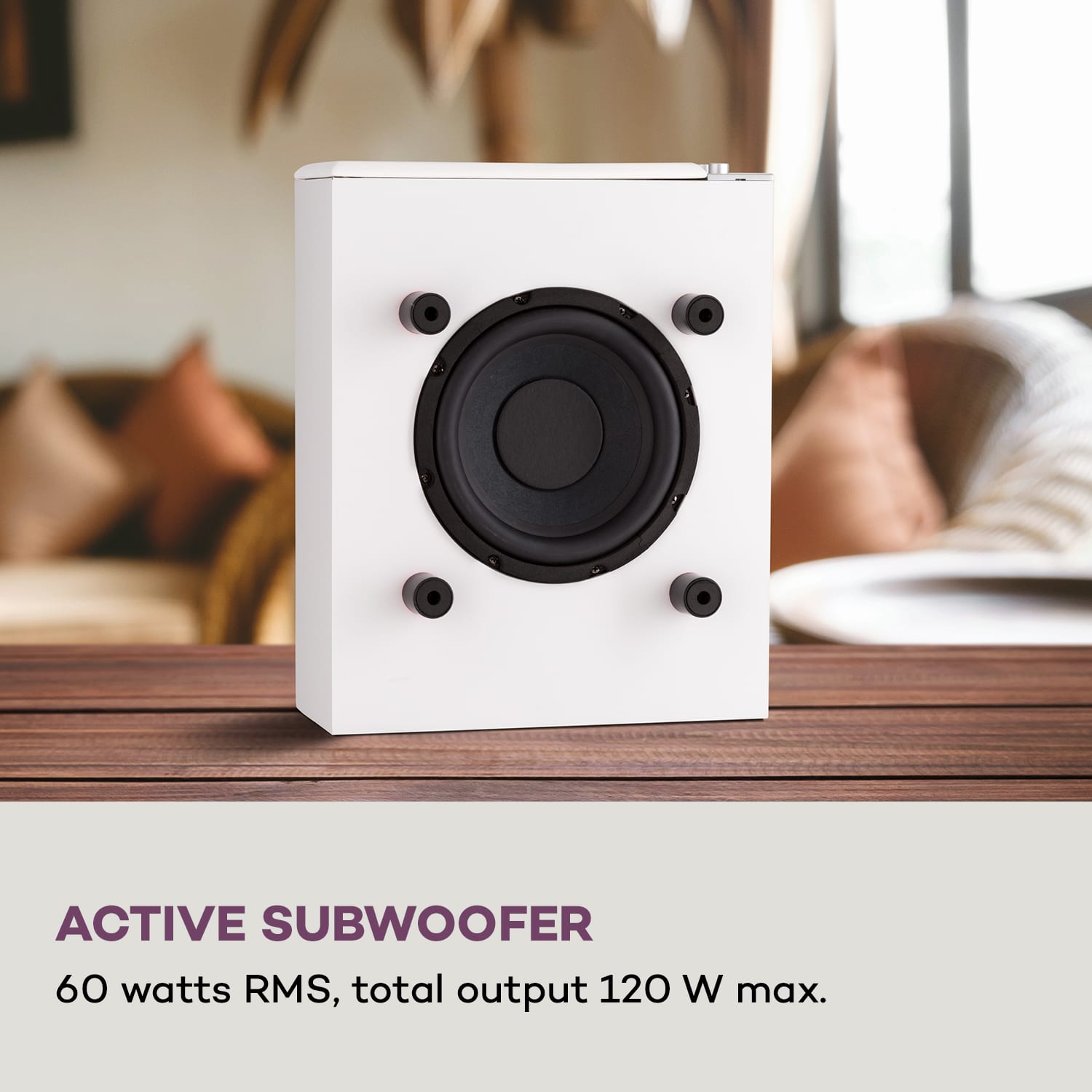 Auna Line 501 Slim, subwoofer, bass reflex, aktívny, 80 W RMS, 50 - 100 Hz, 4 Ohm – Obrázok 2