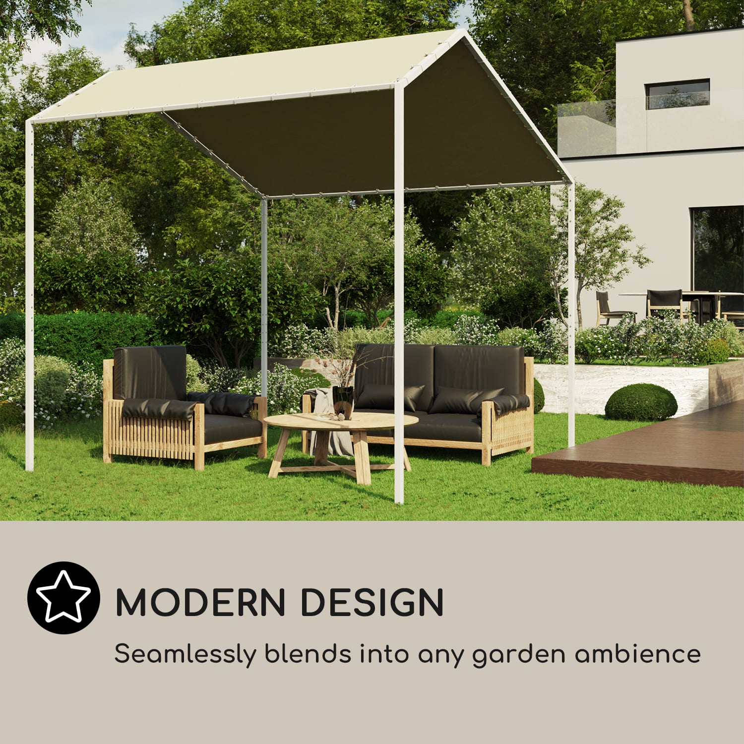 Blumfeldt La Rochelle Gazebo, šikmá pergola, hliníkový rám, UV 50+, polyesterová tkanina – Obrázok 5