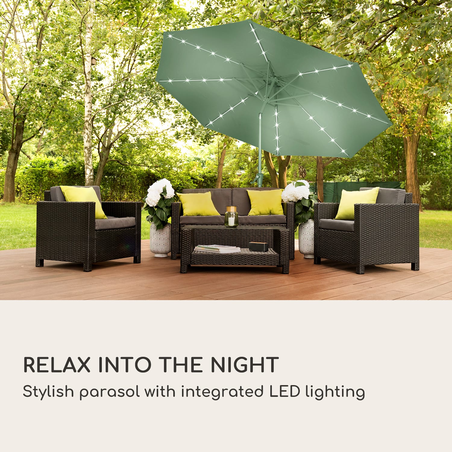 Blumfeldt Calais, slnečník, hliníkový rám, polyester, UV 50, LED svetlo – Obrázok 2