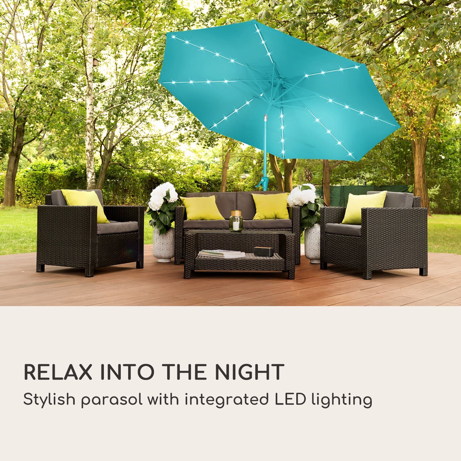 Blumfeldt Calais, slnečník, hliníkový rám, polyester, UV 50, LED svetlo – Obrázok 2