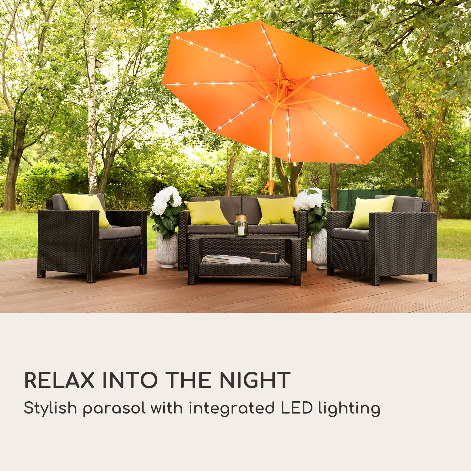 Blumfeldt Calais, slnečník, hliníkový rám, polyester, UV 50, LED svetlo – Obrázok 2