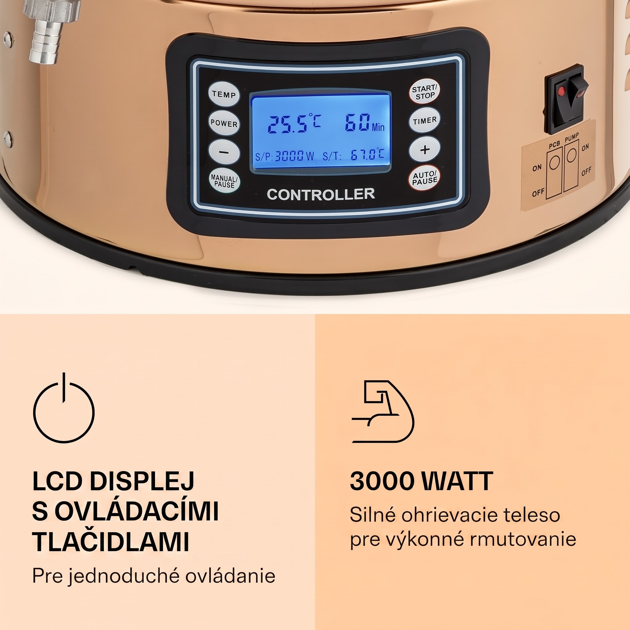 Klarstein Mundschenk, rmutovací kotol, 30 l, 2500 W, systém na varenie piva, 9 programov – Obrázok 3