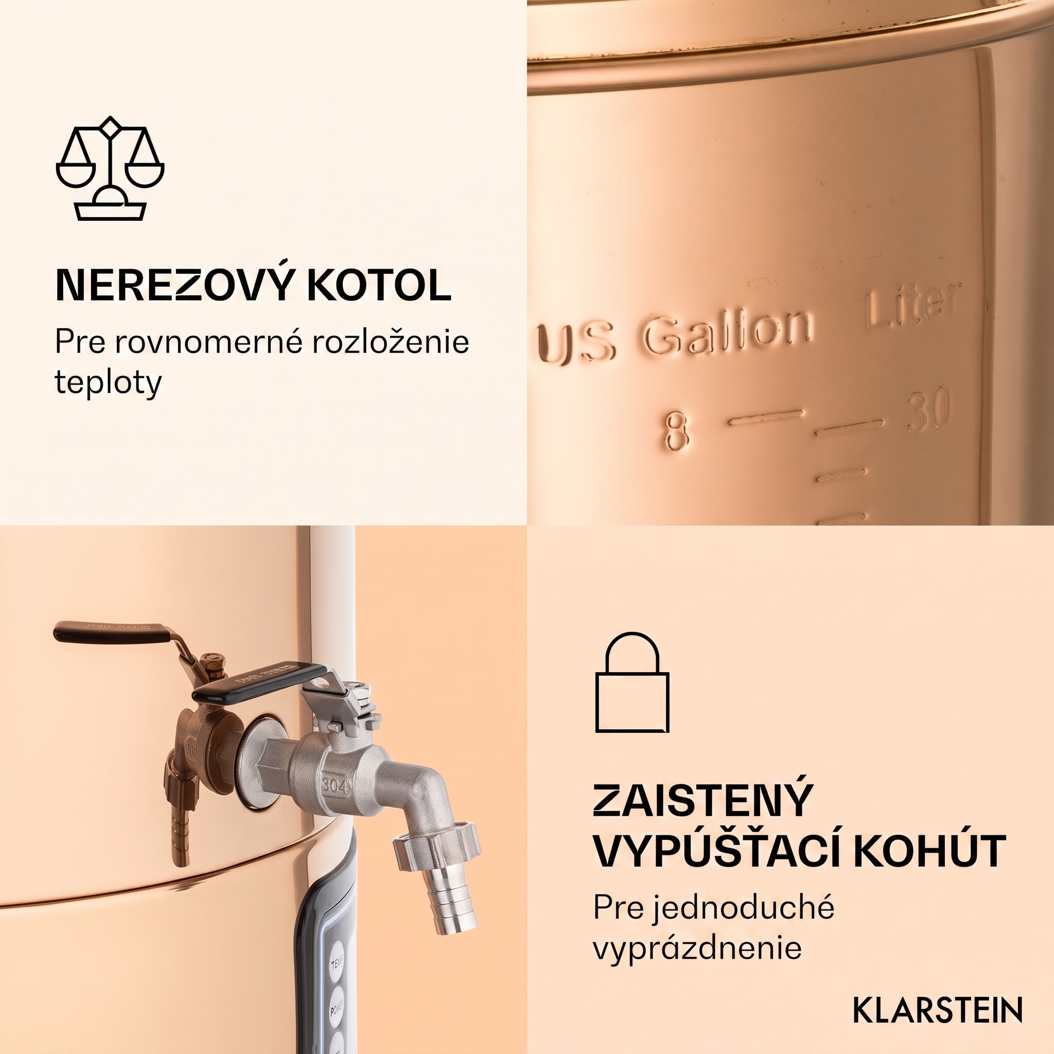 Klarstein Mundschenk, rmutovací kotol, 30 l, 2500 W, systém na varenie piva, 9 programov – Obrázok 5