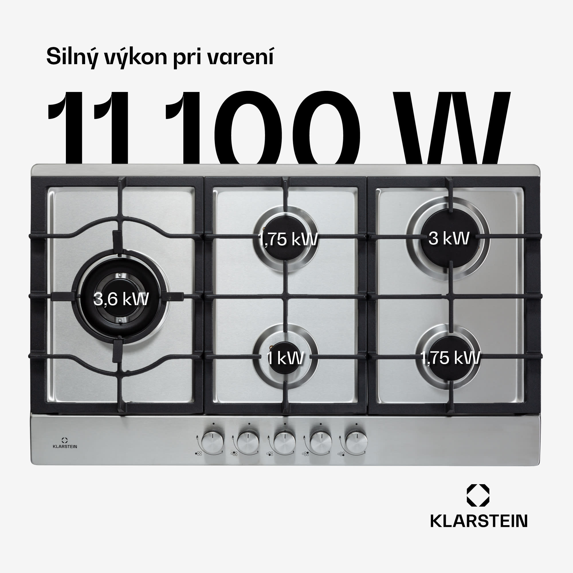 Klarstein Ignito Chef Edition, plynová varná doska, 5 Sabaf horákov, 5 zón, sklokeramika – Obrázok 2