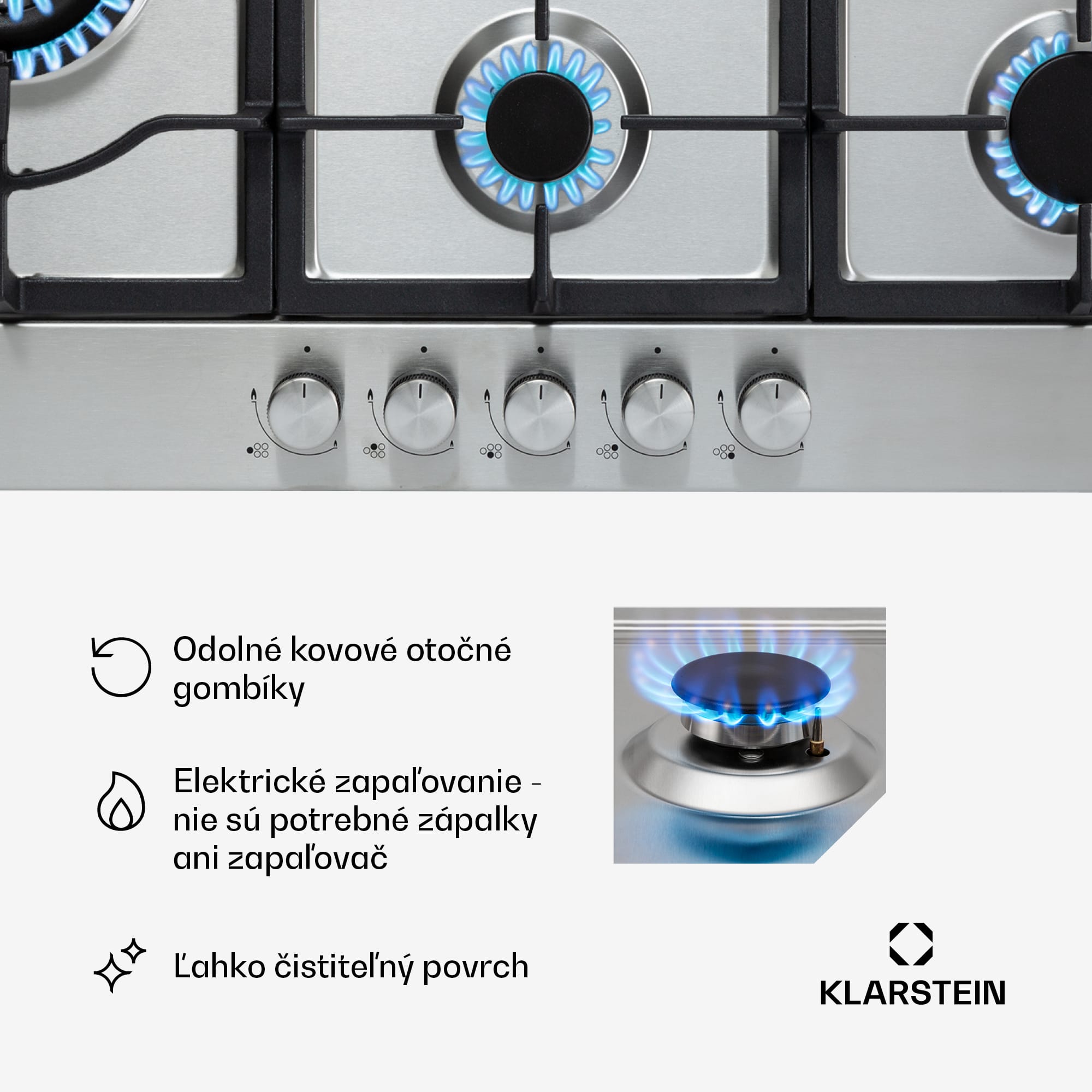 Klarstein Ignito Chef Edition, plynová varná doska, 5 Sabaf horákov, 5 zón, sklokeramika – Obrázok 5
