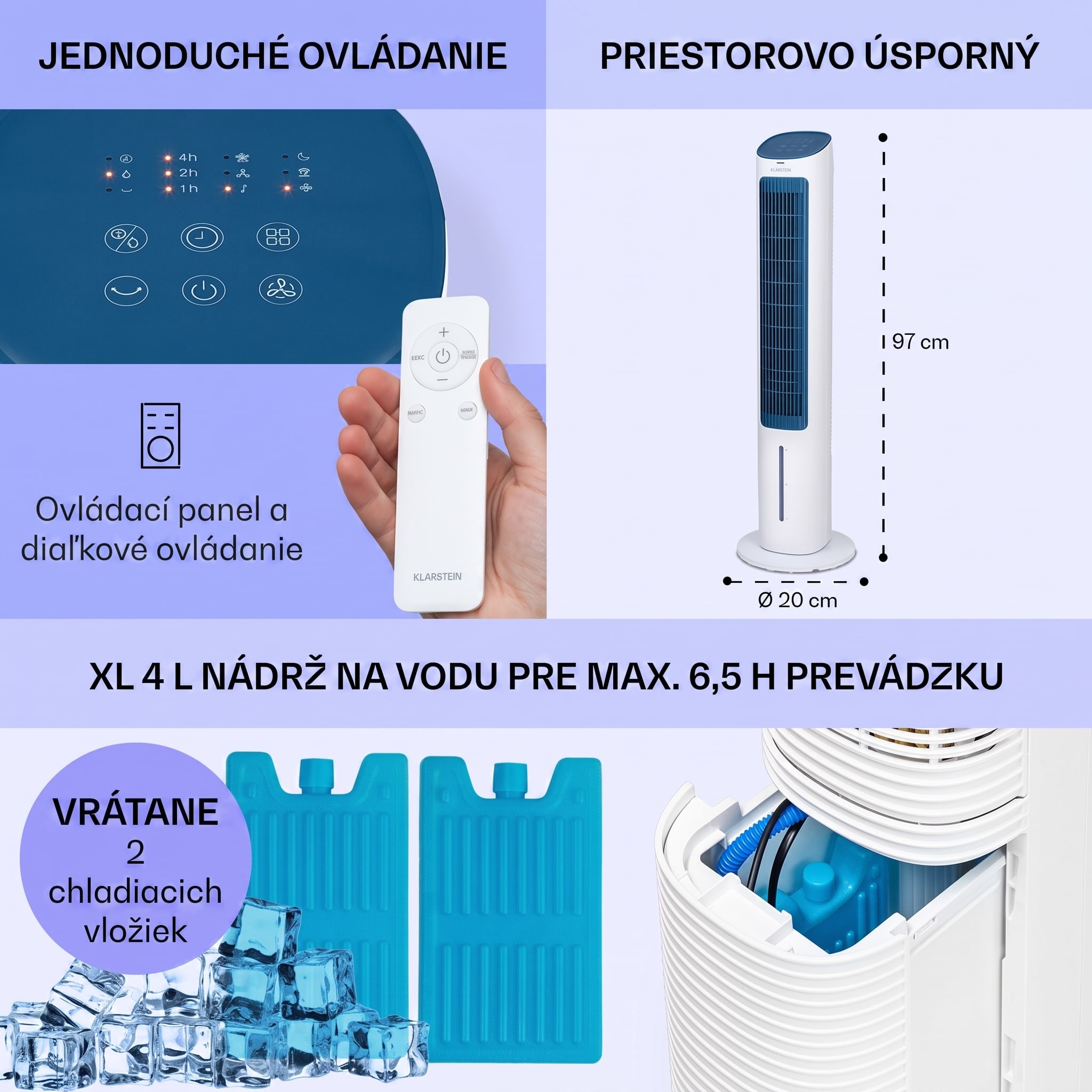 Klarstein Mistral, 5 v 1 ochladzovač vzduchu, ventilátor, zvlhčovač vzduchu, ionizátor, 360 m³/h, diaľkové ovládanie – Obrázok 5
