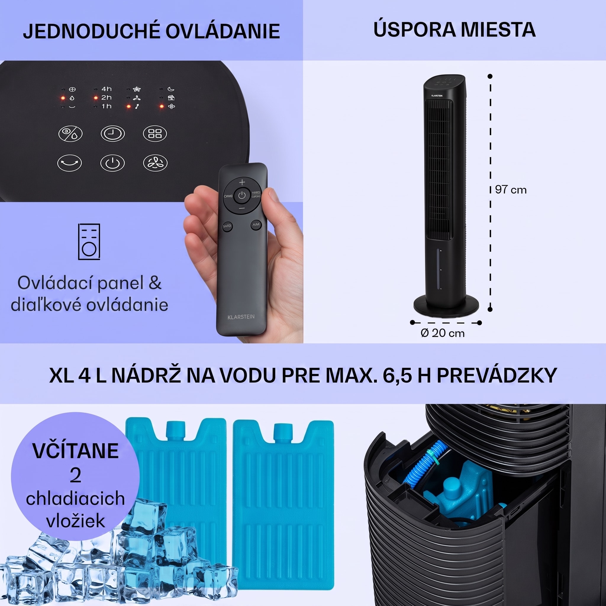 Klarstein Mistral, 5 v 1 ochladzovač vzduchu, ventilátor, zvlhčovač vzduchu, ionizátor, 360 m³/h, diaľkové ovládanie – Obrázok 5