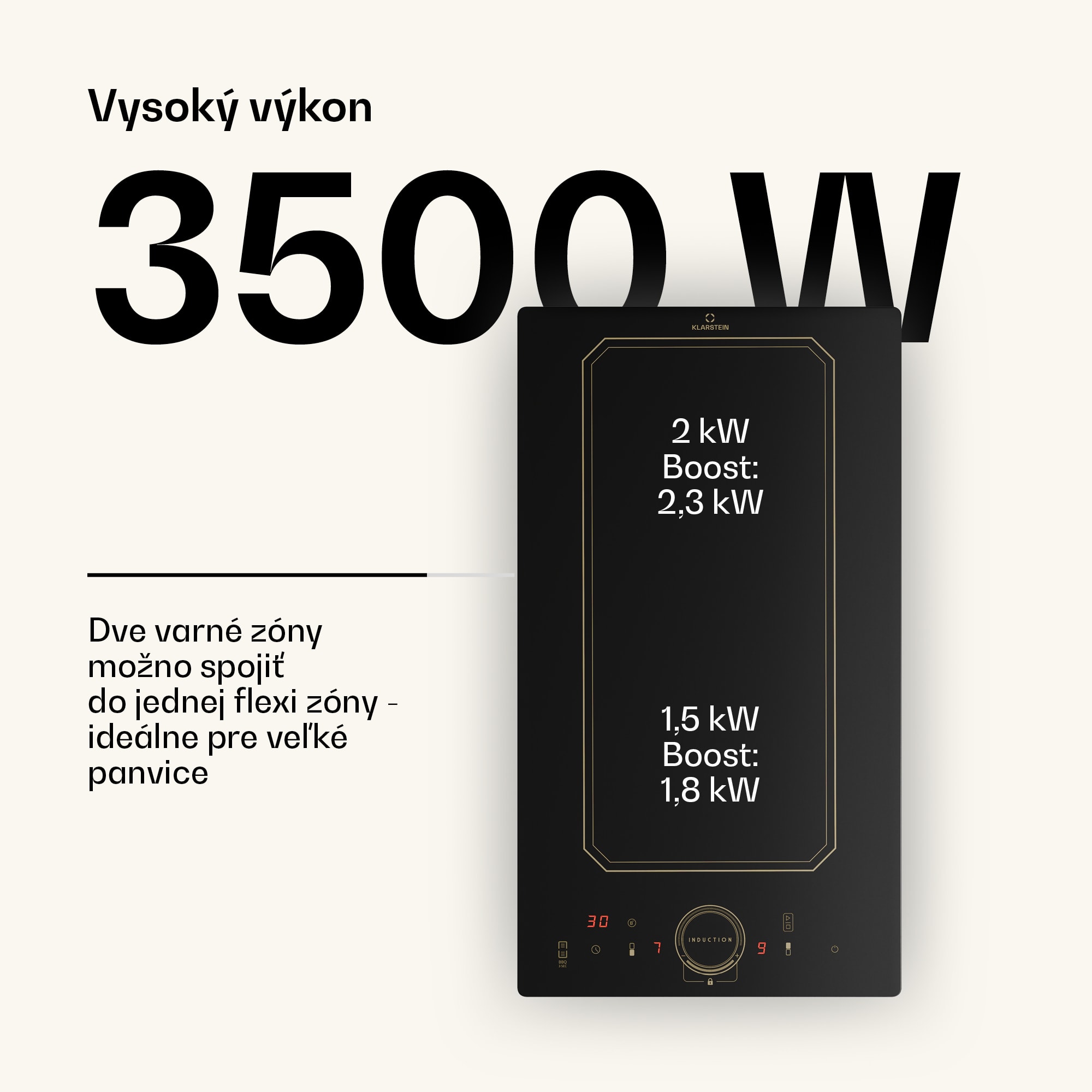 Klarstein Victoria Domino, vstavaná indukčná varná doska, 3500 W, Flexzone, časovač – Obrázok 3