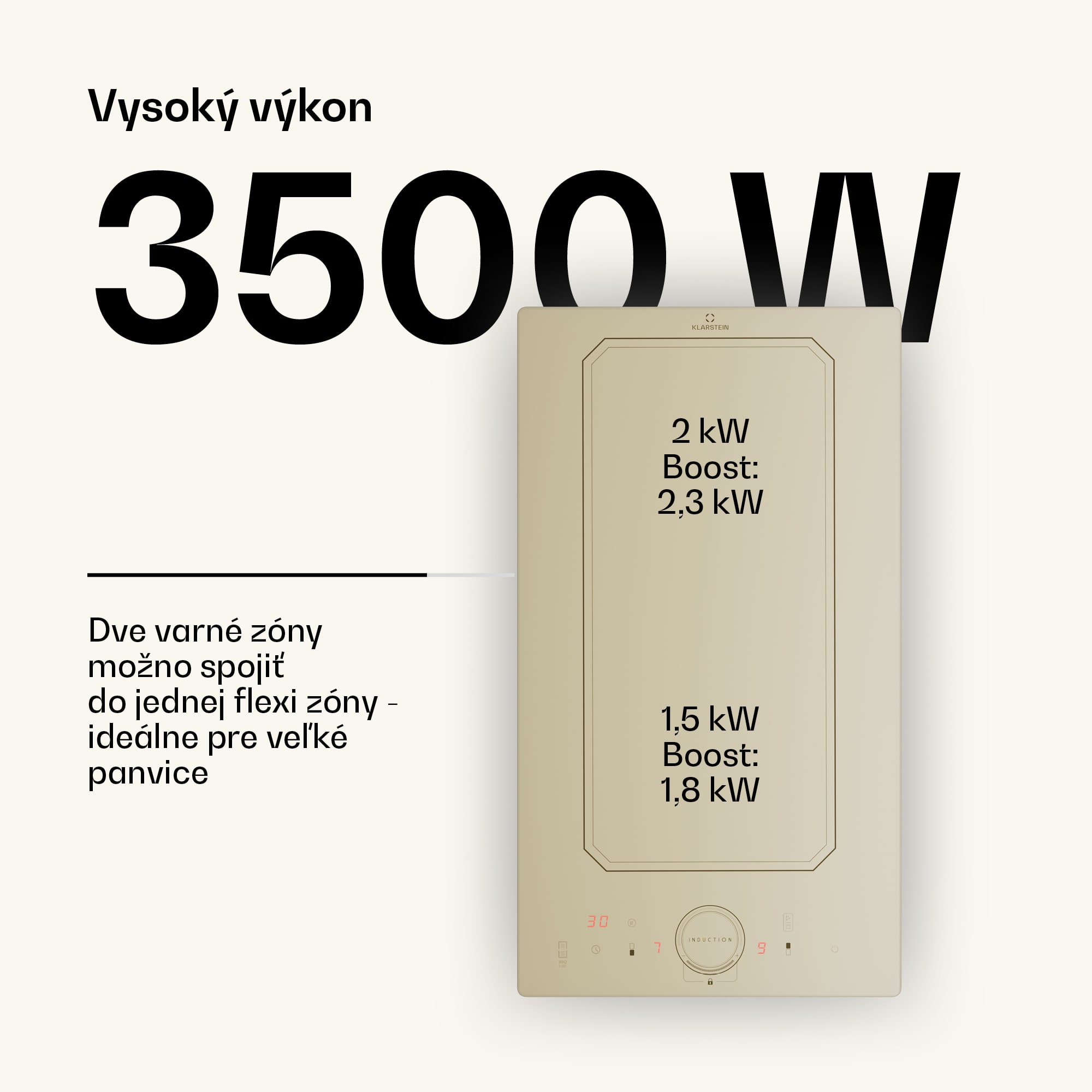 Klarstein Victoria Domino, vstavaná indukčná varná doska, 3500 W, Flexzone, časovač – Obrázok 3