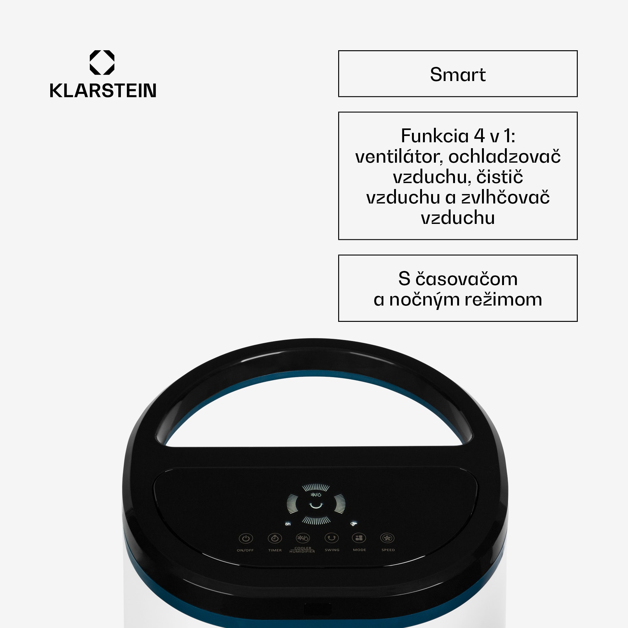 Klarstein IceWind Plus Smart, 4 v 1 ochladzovač vzduchu, ventilátor, zvlhčovač, čistička vzduchu, ovládanie aplikáciou – Obrázok 2