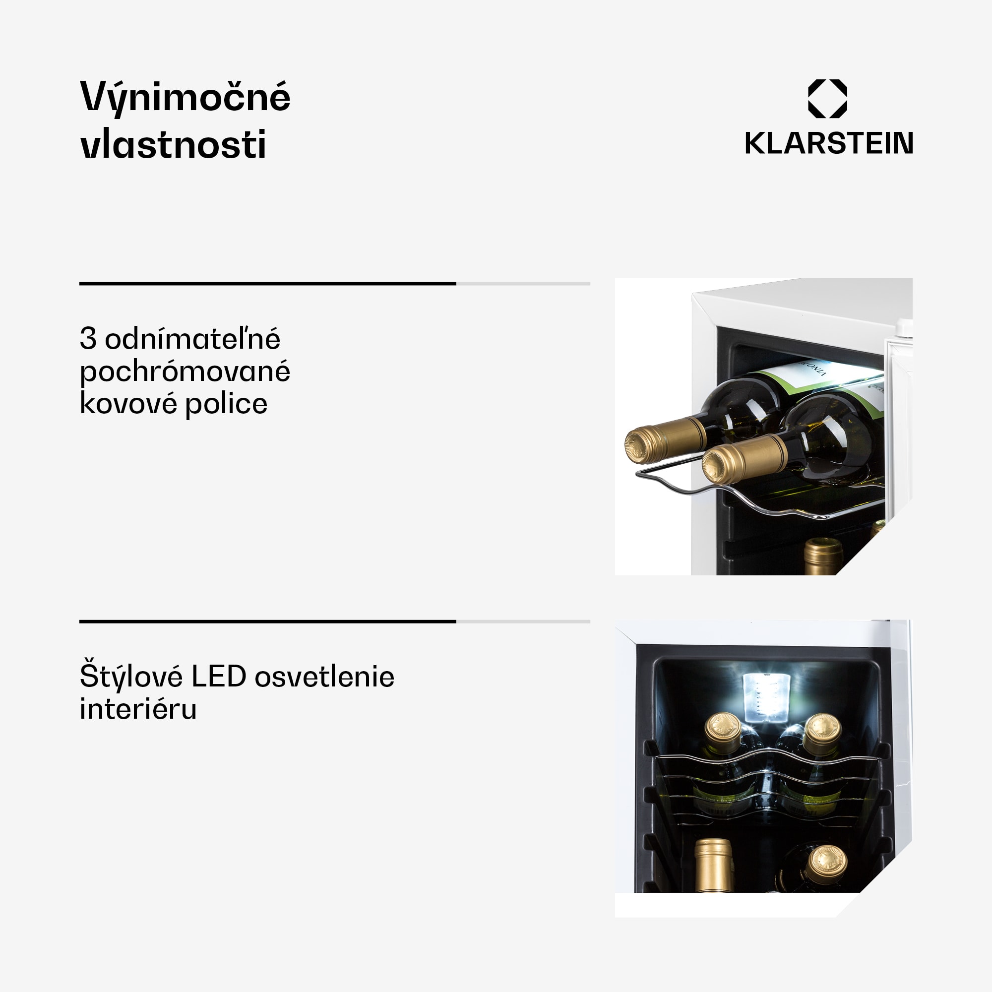 Klarstein Shiraz 12 Slim, vinotéka, 32 l, 12 fliaš, 85 W, 5–18°C, dotykový ovládací panel – Obrázok 4