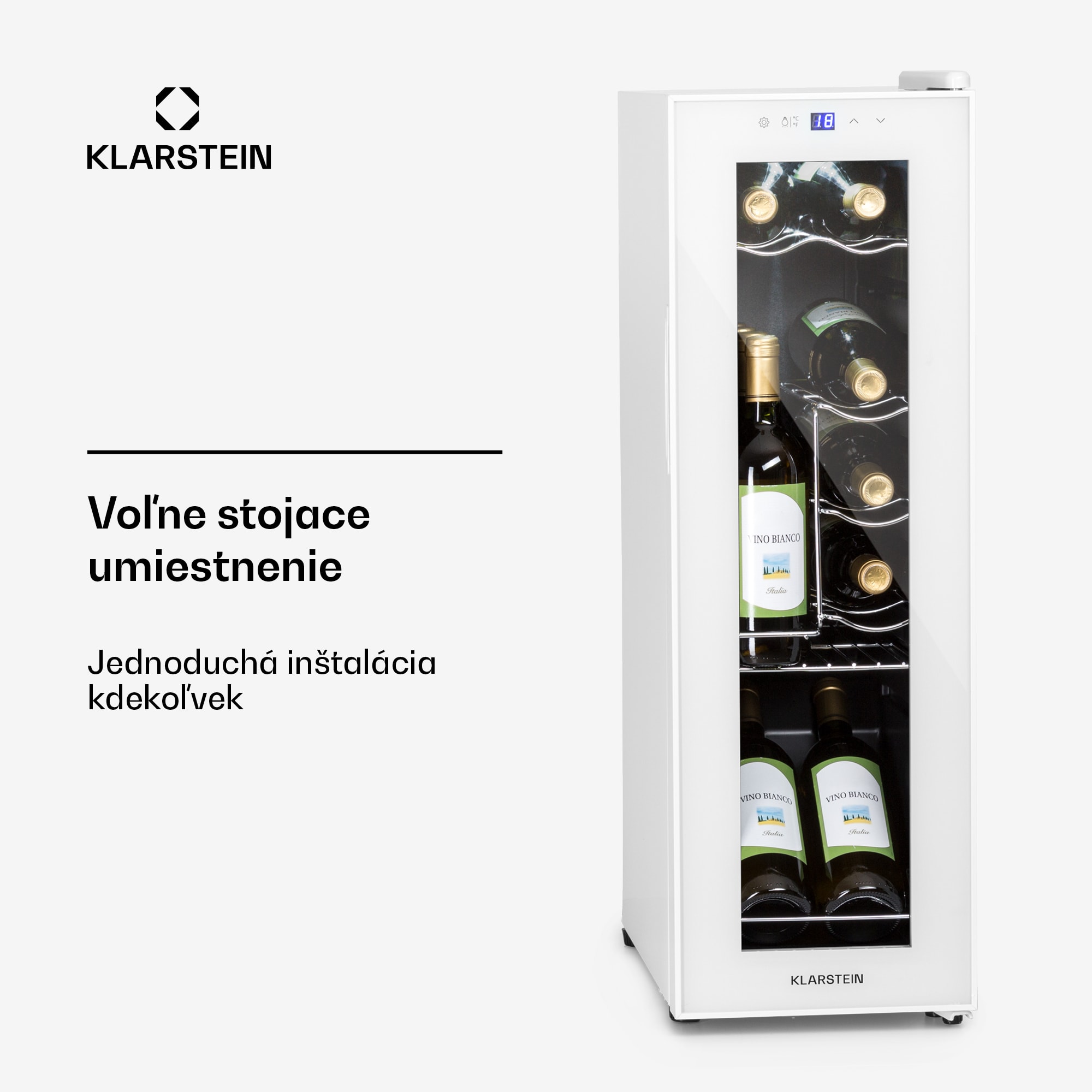 Klarstein Shiraz 12 Slim, vinotéka, 32 l, 12 fliaš, 85 W, 5–18°C, dotykový ovládací panel – Obrázok 5