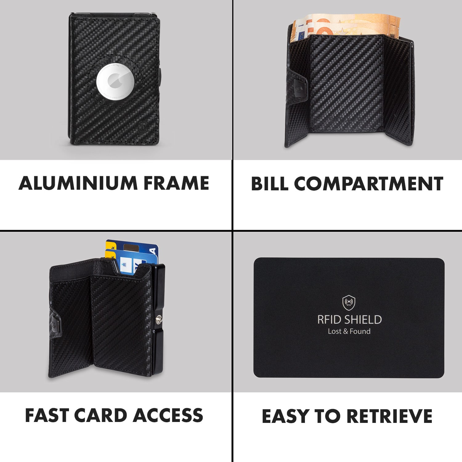 Slimpuro ZNAP Airtag peňaženka na 8 kariet s priehradkou na mince 8,9 x 1,5 x 6,3 cm (ŠxVxH) s RFID ochranou – Obrázok 3
