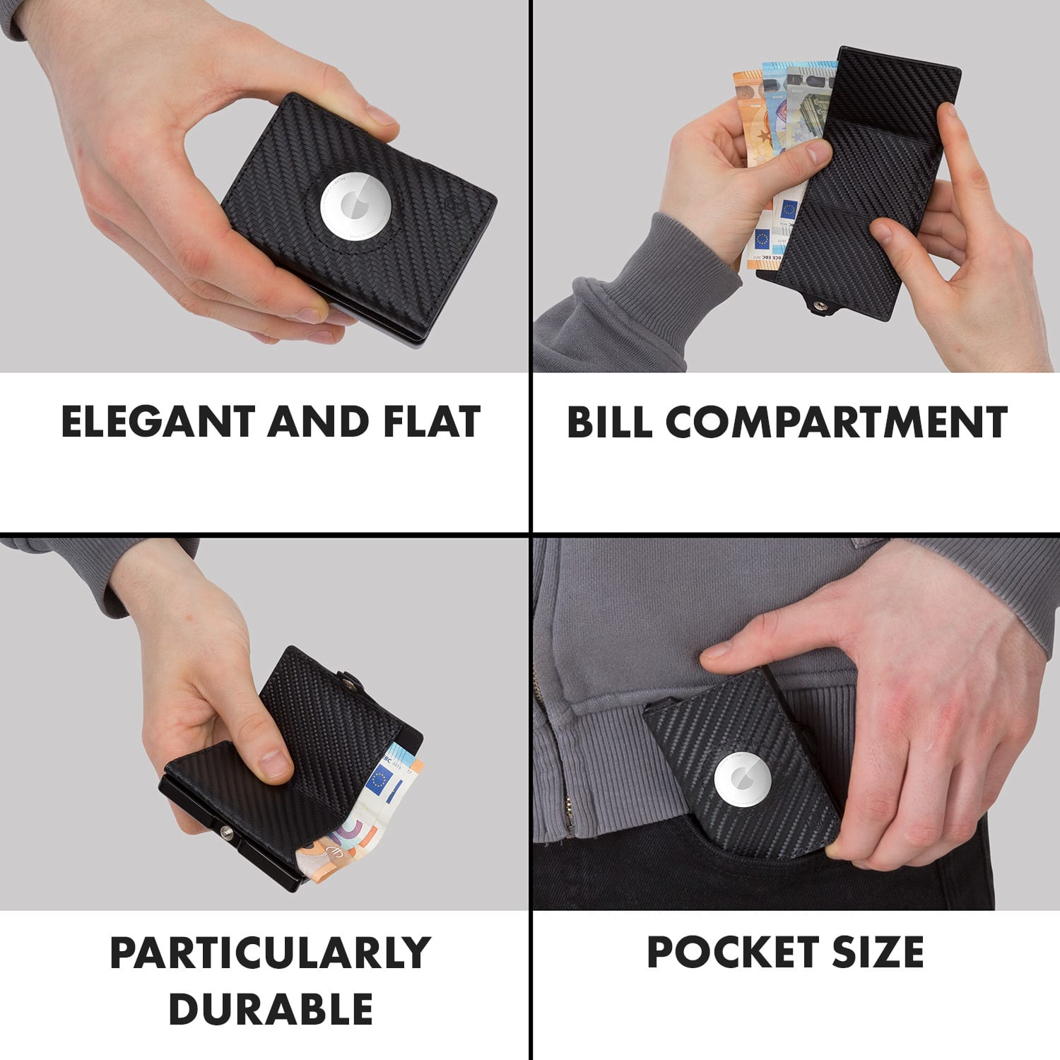 Slimpuro ZNAP Airtag peňaženka na 8 kariet s priehradkou na mince 8,9 x 1,5 x 6,3 cm (ŠxVxH) s RFID ochranou – Obrázok 5