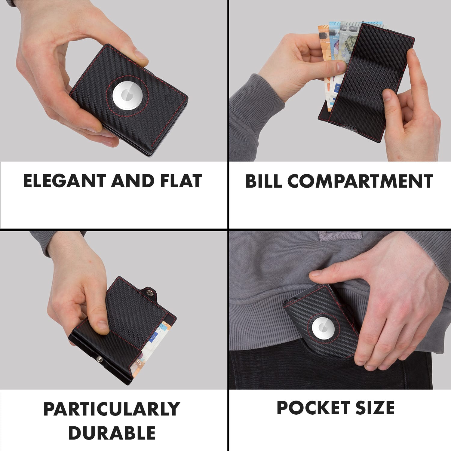 Slimpuro ZNAP Airtag peňaženka na 8 kariet s priehradkou na mince 8,9 x 1,5 x 6,3 cm (ŠxVxH) s RFID ochranou – Obrázok 5
