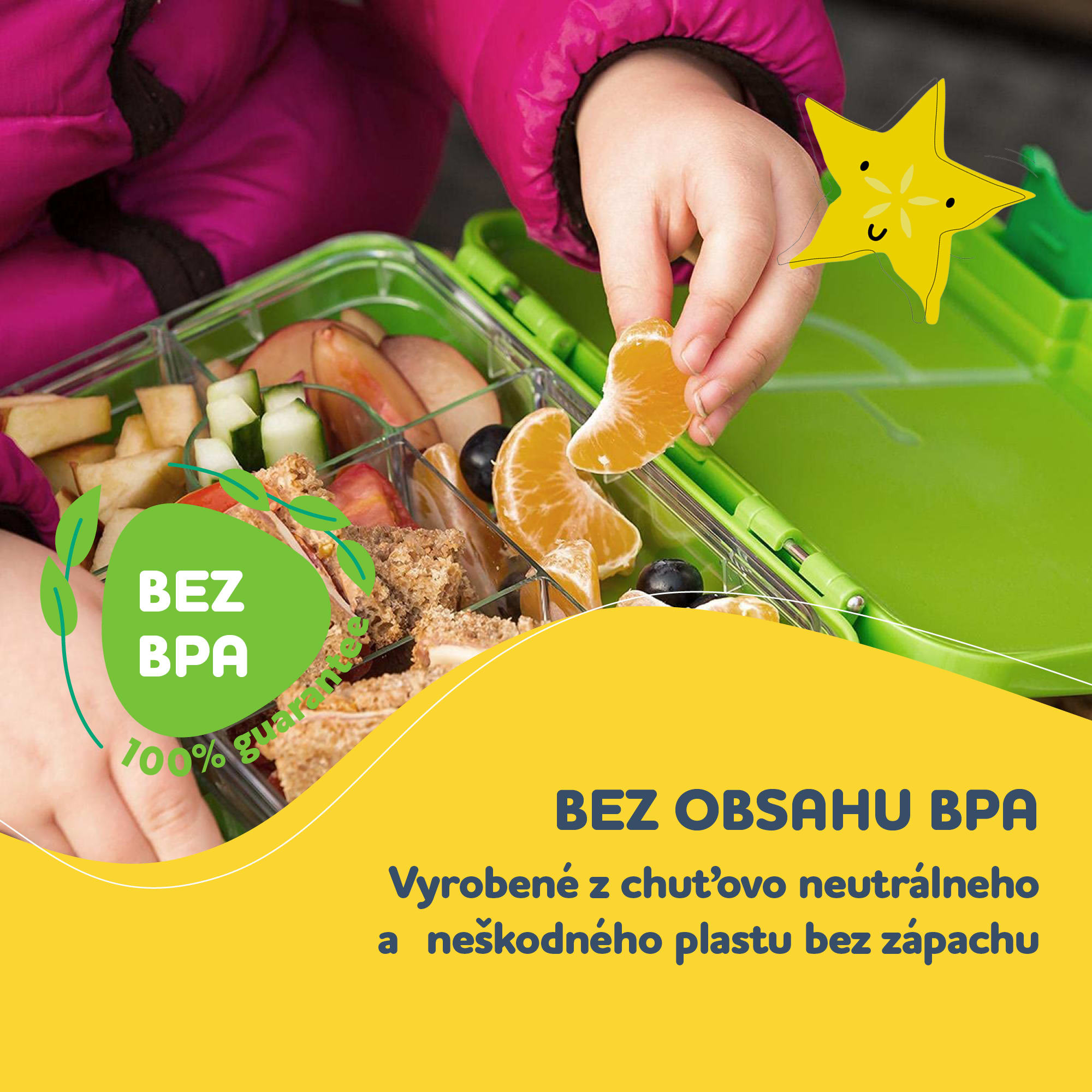 Klarstein Schmatzfatz junior desiatový box, 6 priehradiek, 21,3 x 15 x 4,5 cm, bez BPA – Obrázok 2