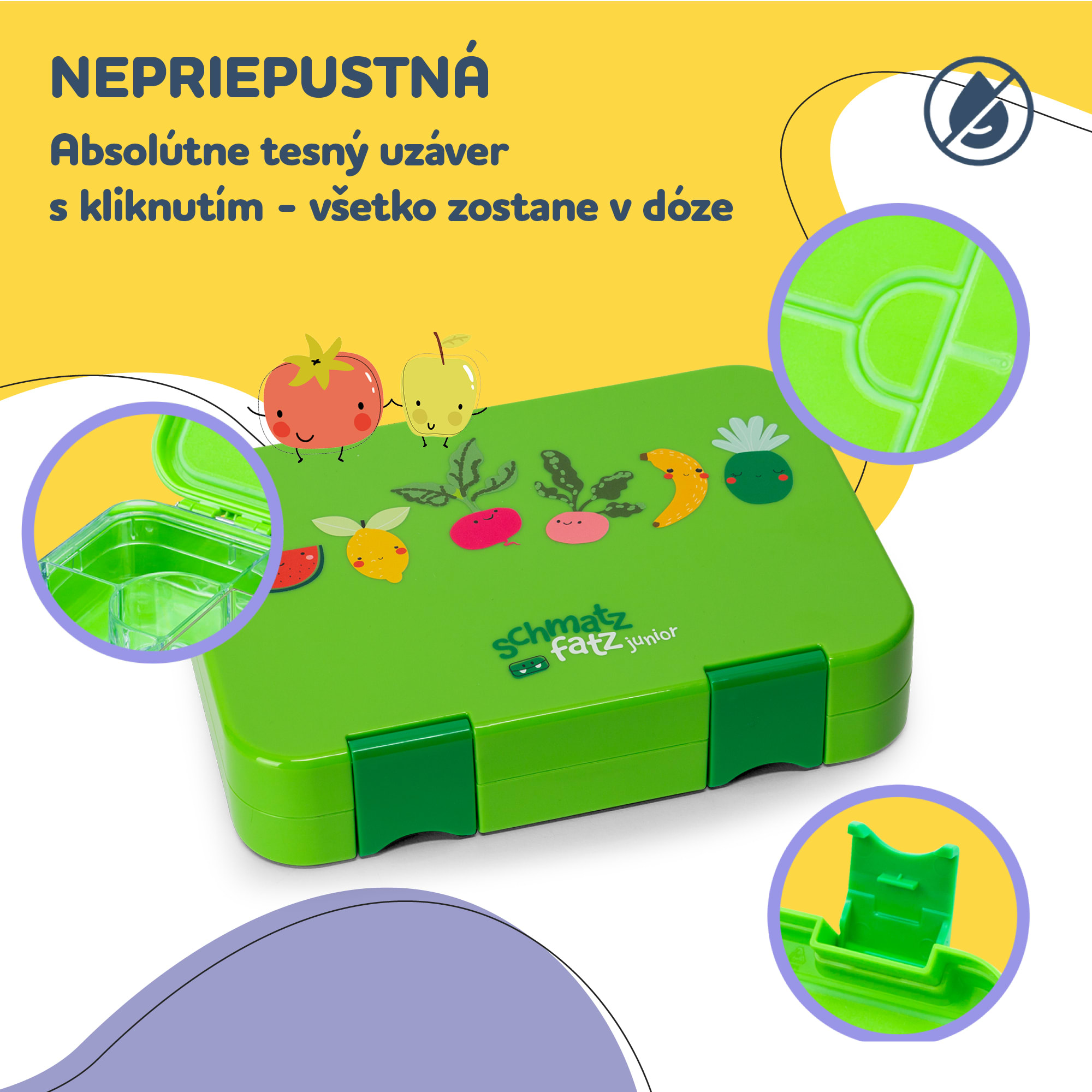 Klarstein Schmatzfatz junior desiatový box, 6 priehradiek, 21,3 x 15 x 4,5 cm, bez BPA – Obrázok 3