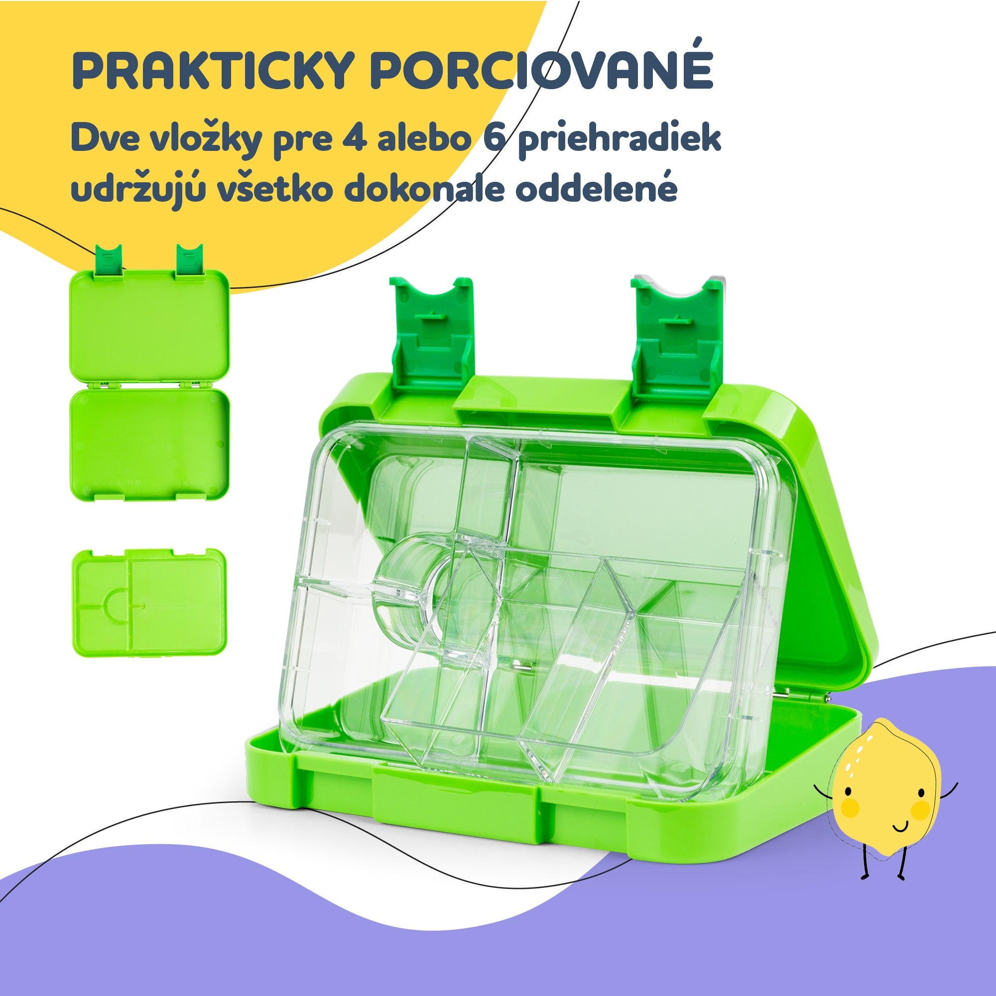Klarstein Schmatzfatz junior desiatový box, 6 priehradiek, 21,3 x 15 x 4,5 cm, bez BPA – Obrázok 4
