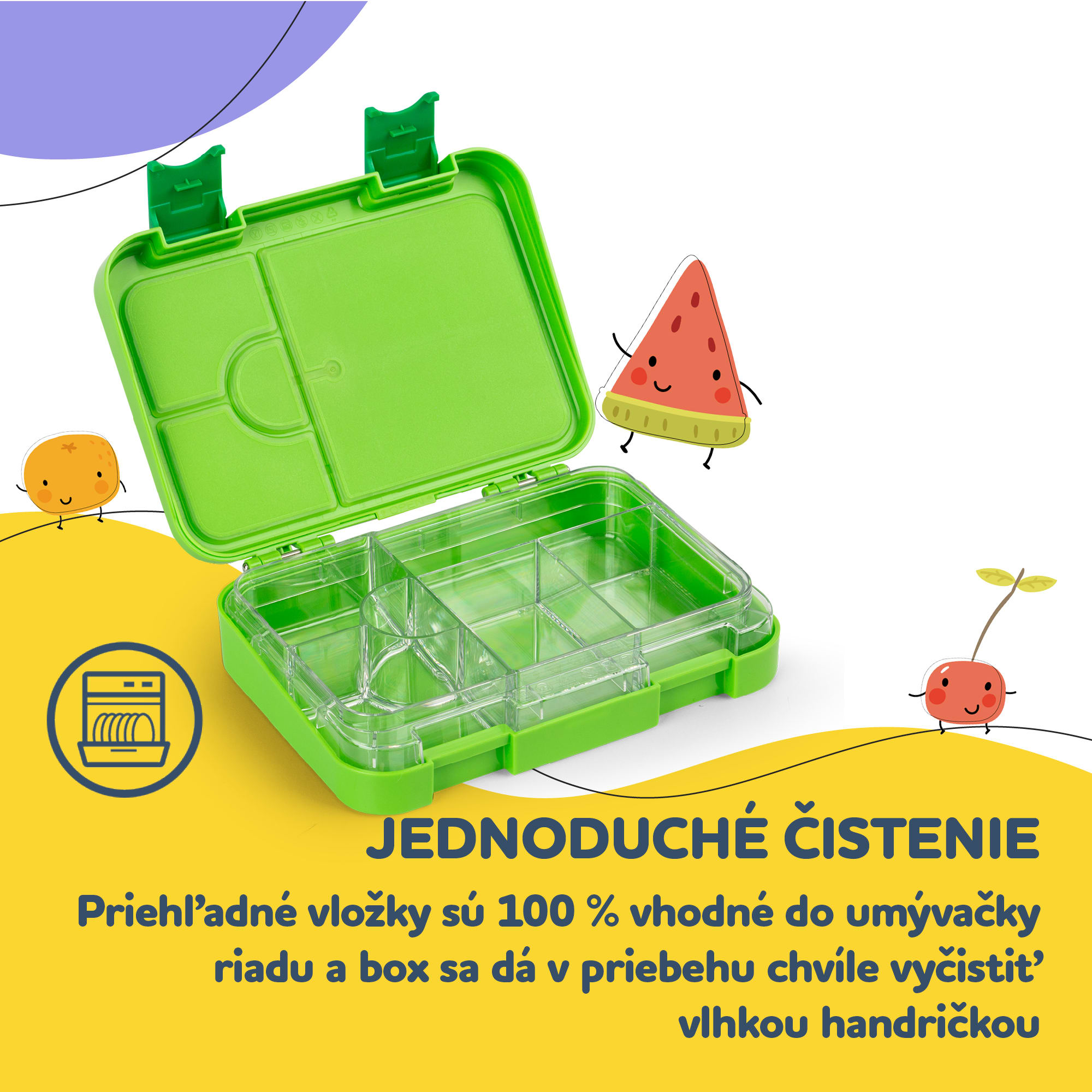 Klarstein Schmatzfatz junior desiatový box, 6 priehradiek, 21,3 x 15 x 4,5 cm, bez BPA – Obrázok 5