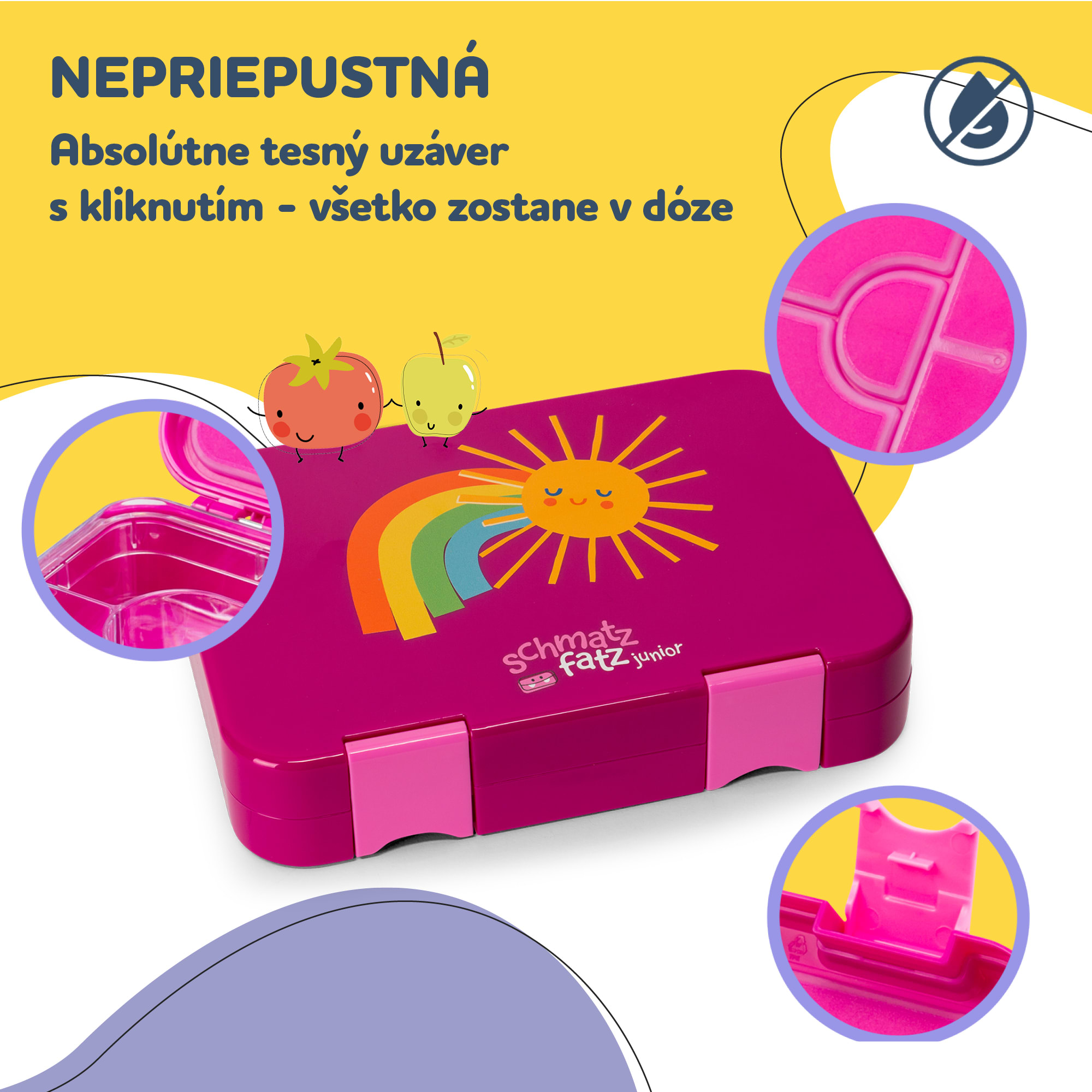 Klarstein Schmatzfatz junior desiatový box, 6 priehradiek, 21,3 x 15 x 4,5 cm, bez BPA – Obrázok 3