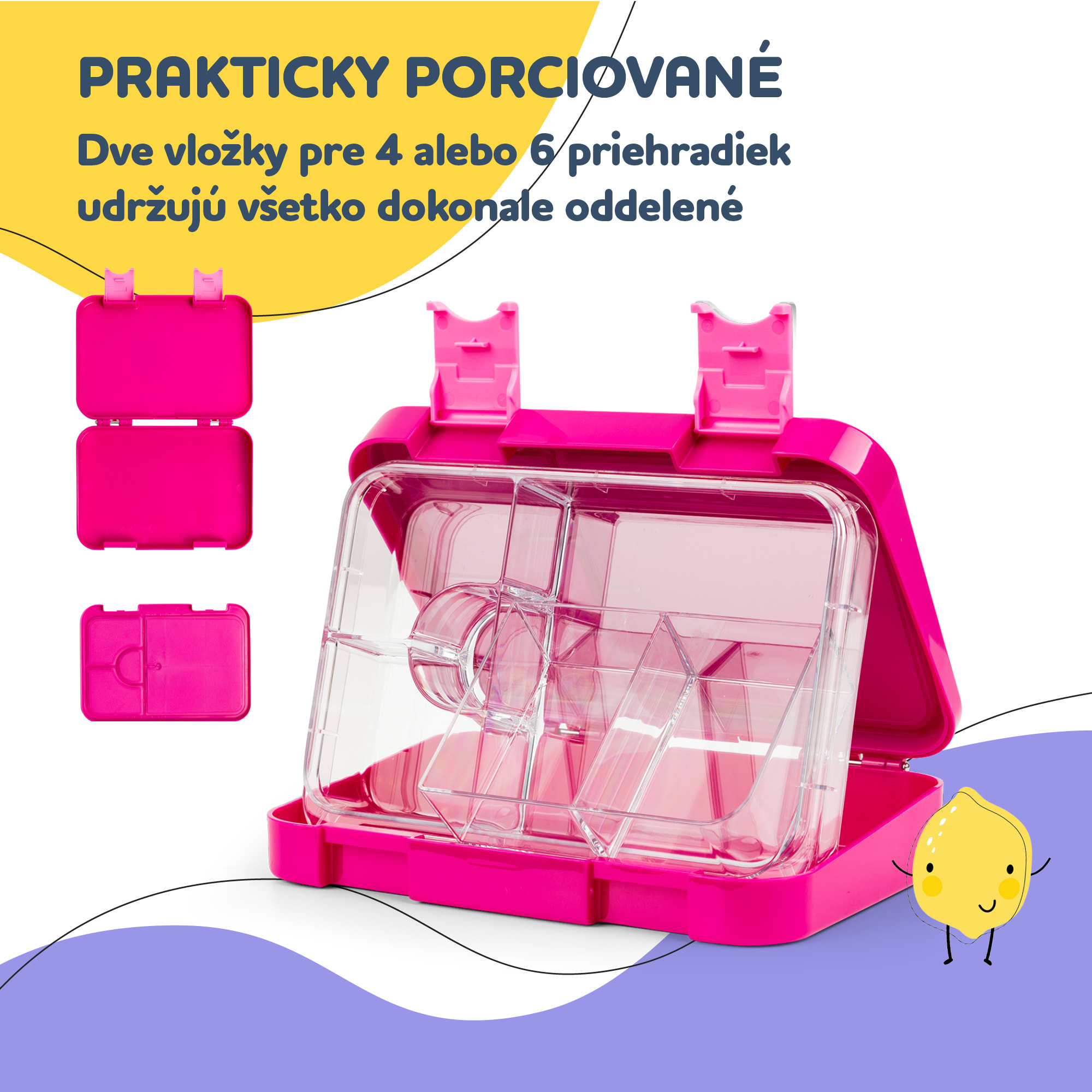 Klarstein Schmatzfatz junior desiatový box, 6 priehradiek, 21,3 x 15 x 4,5 cm, bez BPA – Obrázok 4