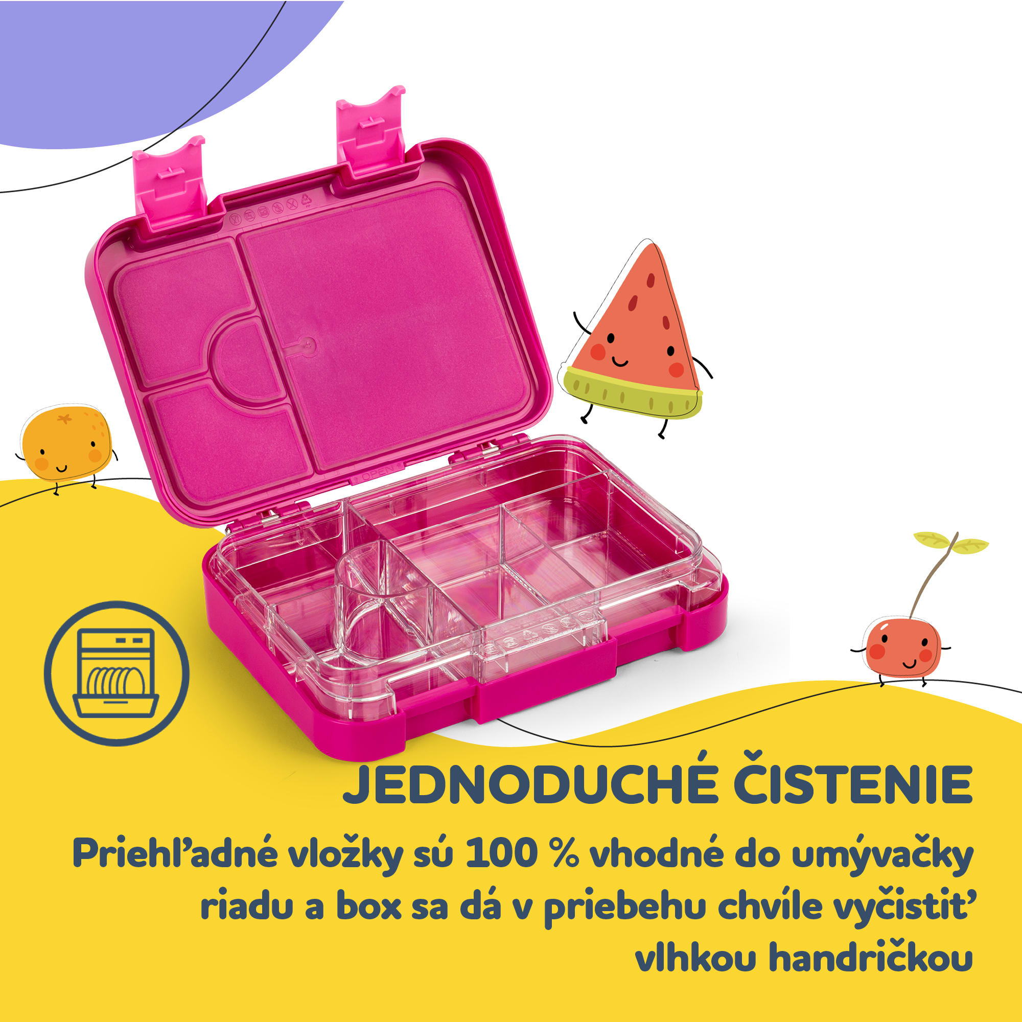 Klarstein Schmatzfatz junior desiatový box, 6 priehradiek, 21,3 x 15 x 4,5 cm, bez BPA – Obrázok 5