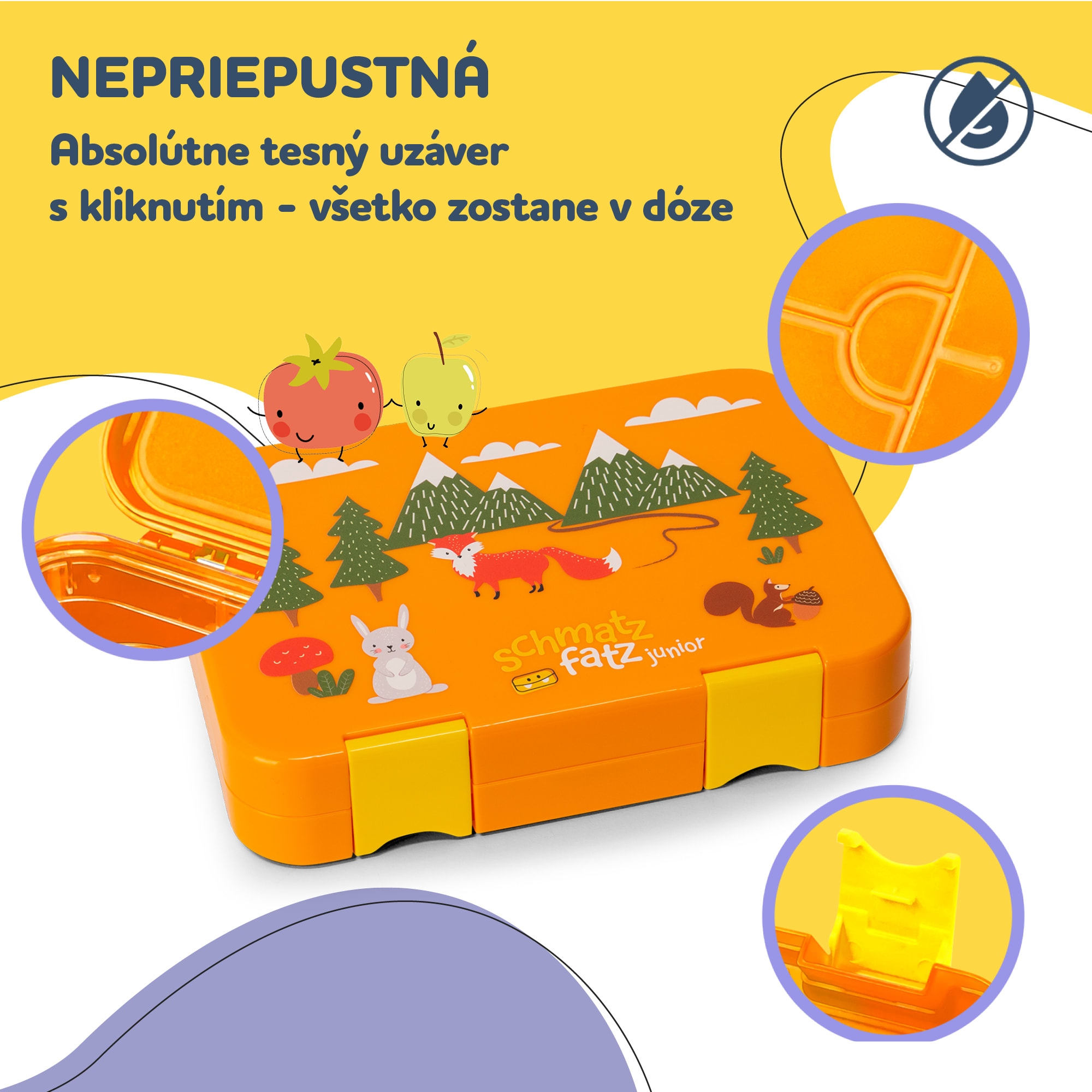 Klarstein Schmatzfatz junior desiatový box, 6 priehradiek, 21,3 x 15 x 4,5 cm, bez BPA – Obrázok 3