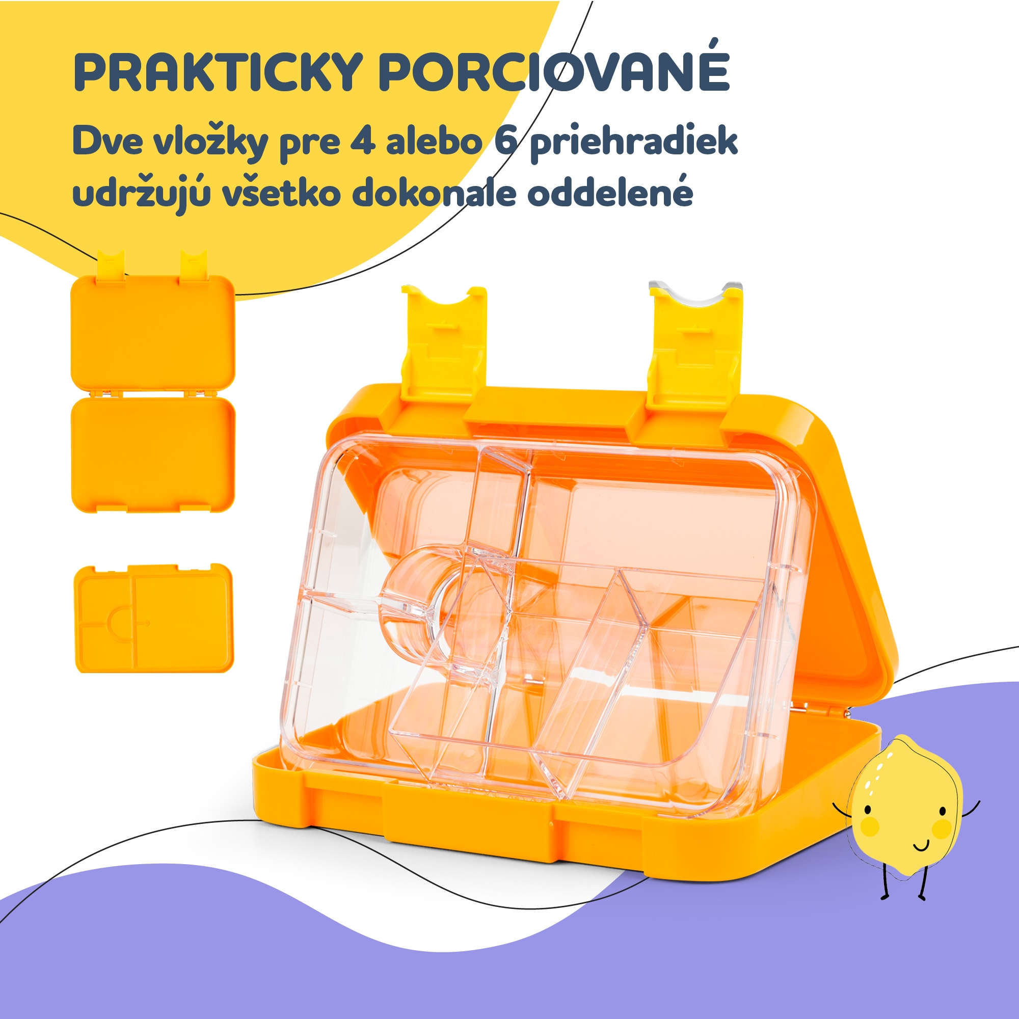 Klarstein Schmatzfatz junior desiatový box, 6 priehradiek, 21,3 x 15 x 4,5 cm, bez BPA – Obrázok 4