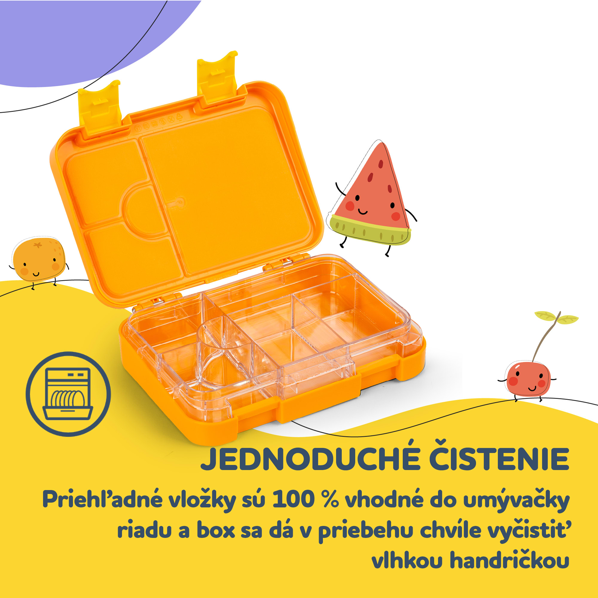 Klarstein Schmatzfatz junior desiatový box, 6 priehradiek, 21,3 x 15 x 4,5 cm, bez BPA – Obrázok 5