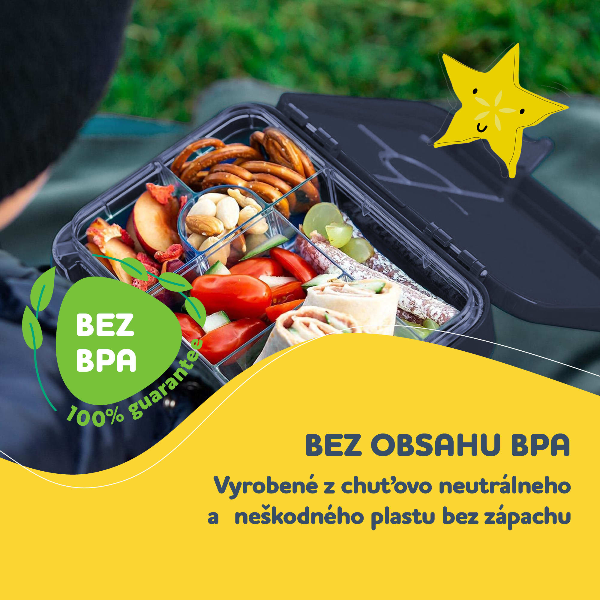 Klarstein Schmatzfatz junior desiatový box, 6 priehradiek, 21,3 x 15 x 4,5 cm, bez BPA – Obrázok 2