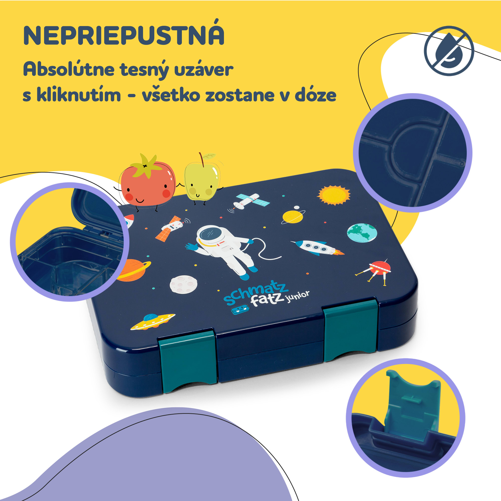 Klarstein Schmatzfatz junior desiatový box, 6 priehradiek, 21,3 x 15 x 4,5 cm, bez BPA – Obrázok 3