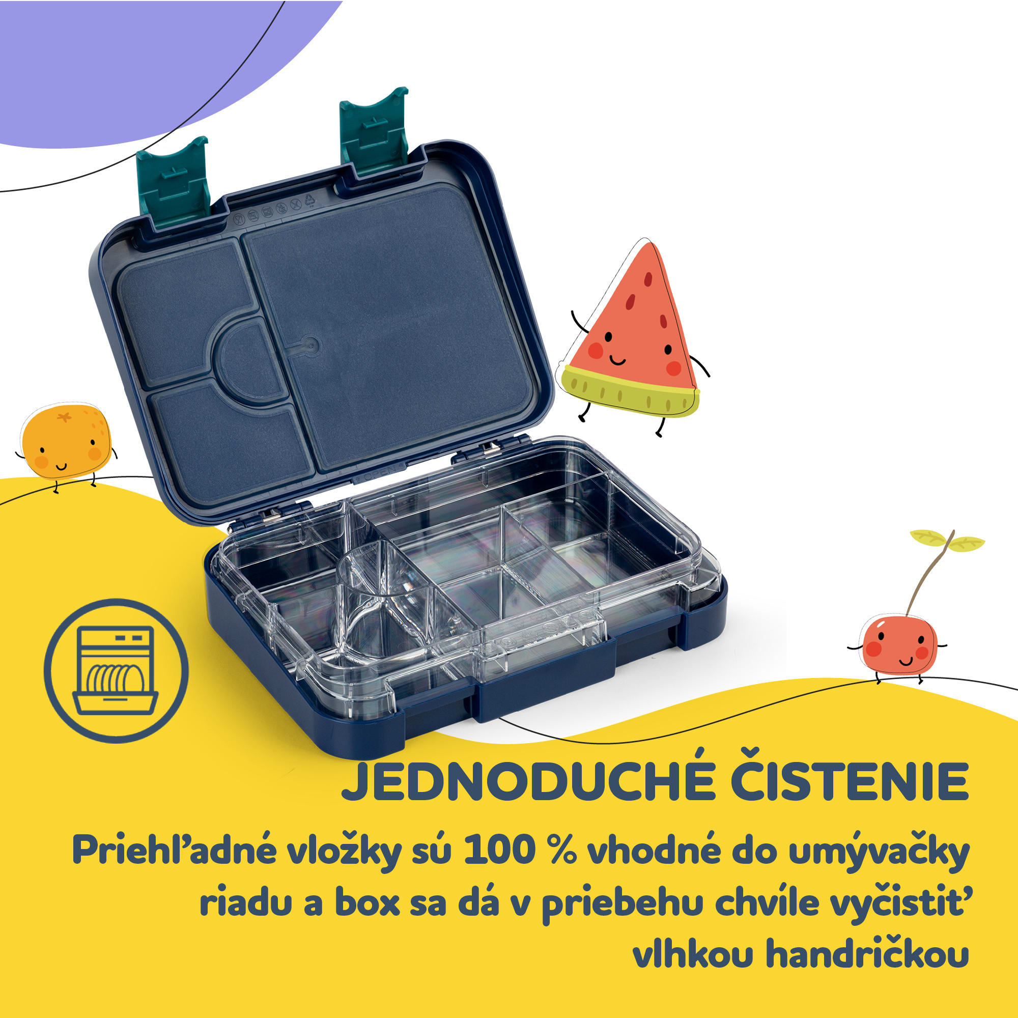 Klarstein Schmatzfatz junior desiatový box, 6 priehradiek, 21,3 x 15 x 4,5 cm, bez BPA – Obrázok 5
