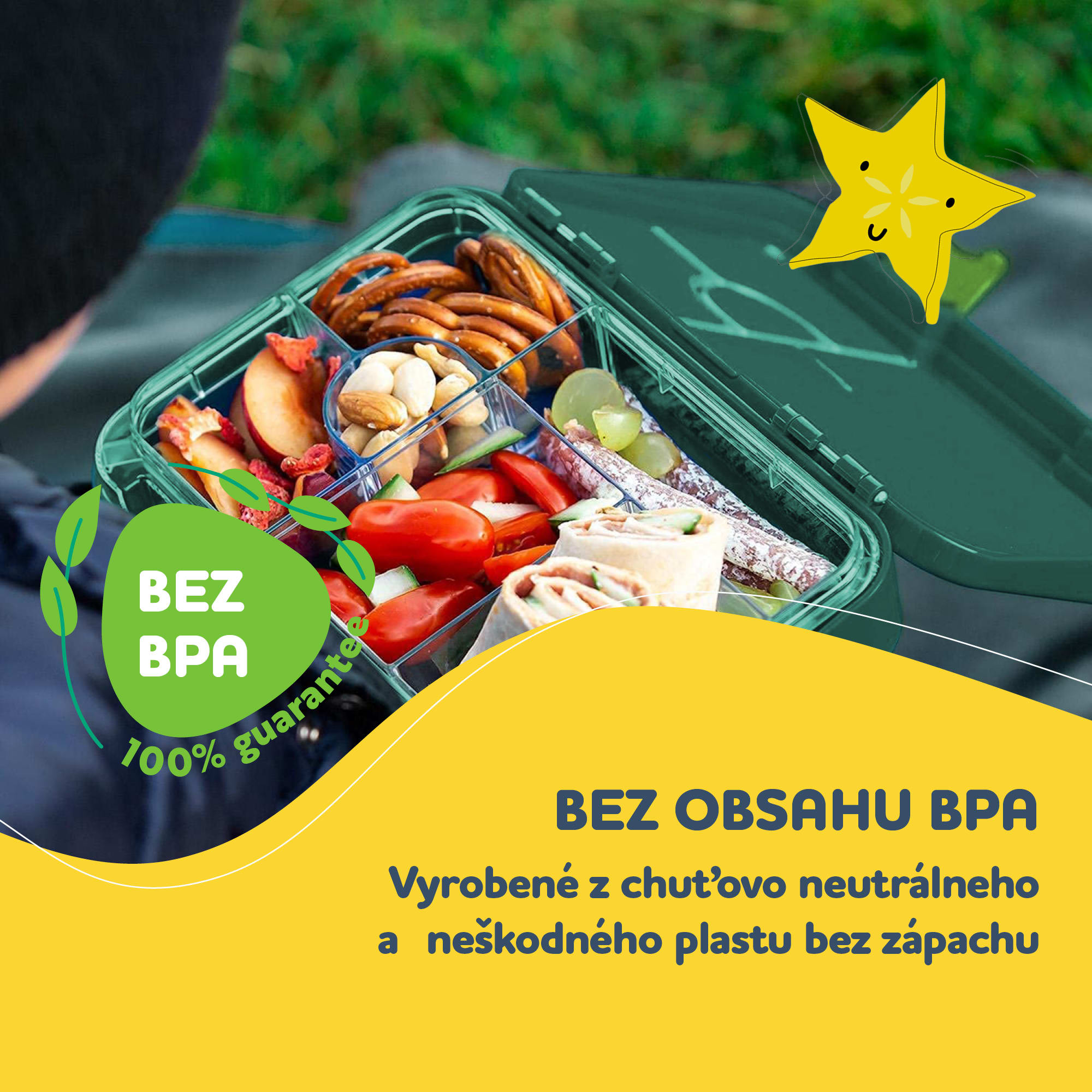 Klarstein Schmatzfatz junior desiatový box, 6 priehradiek, 21,3 x 15 x 4,5 cm, bez BPA – Obrázok 2