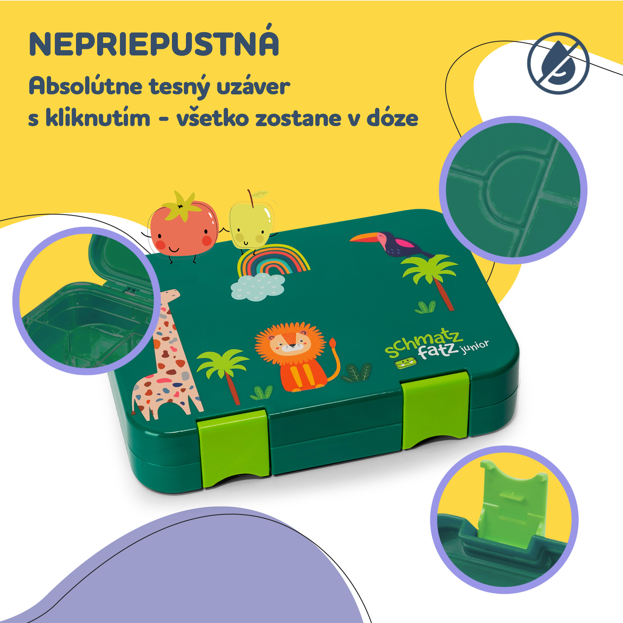 Klarstein Schmatzfatz junior desiatový box, 6 priehradiek, 21,3 x 15 x 4,5 cm, bez BPA – Obrázok 3