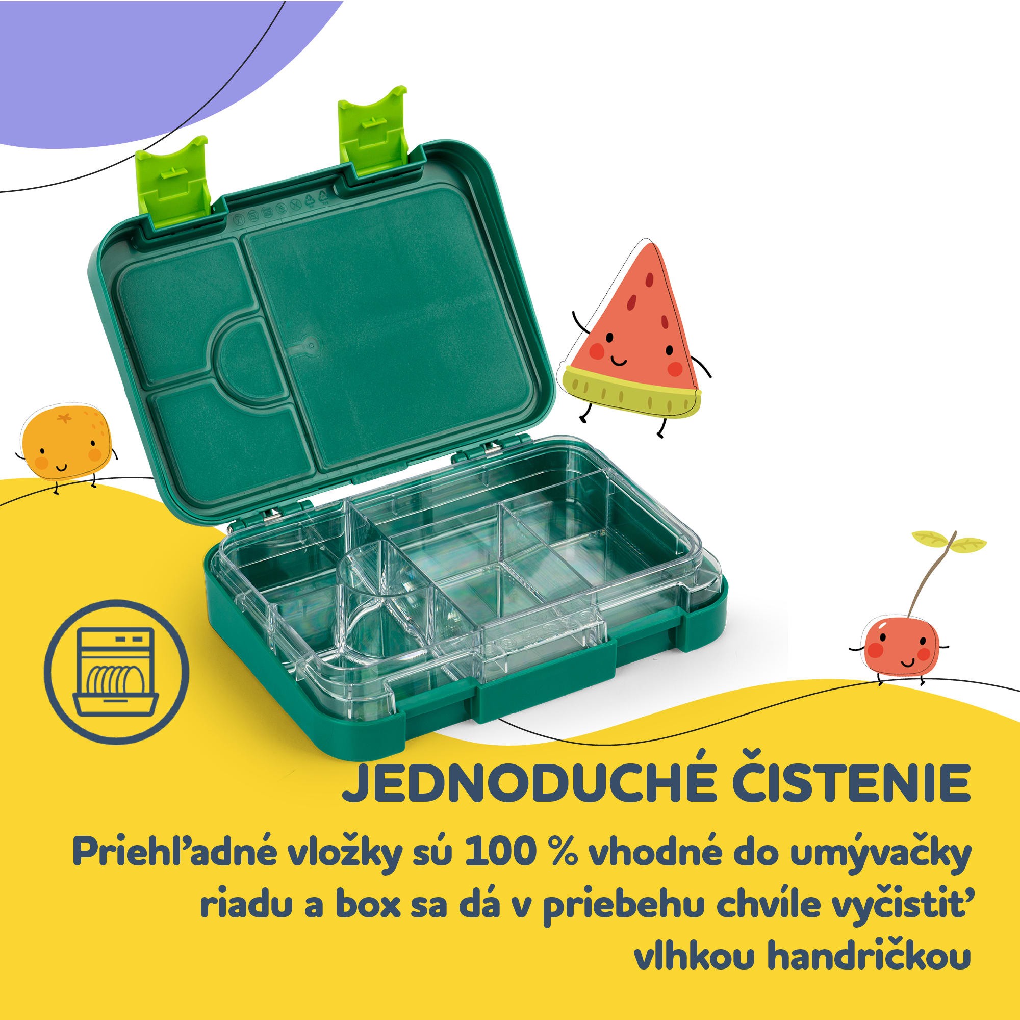 Klarstein Schmatzfatz junior desiatový box, 6 priehradiek, 21,3 x 15 x 4,5 cm, bez BPA – Obrázok 5