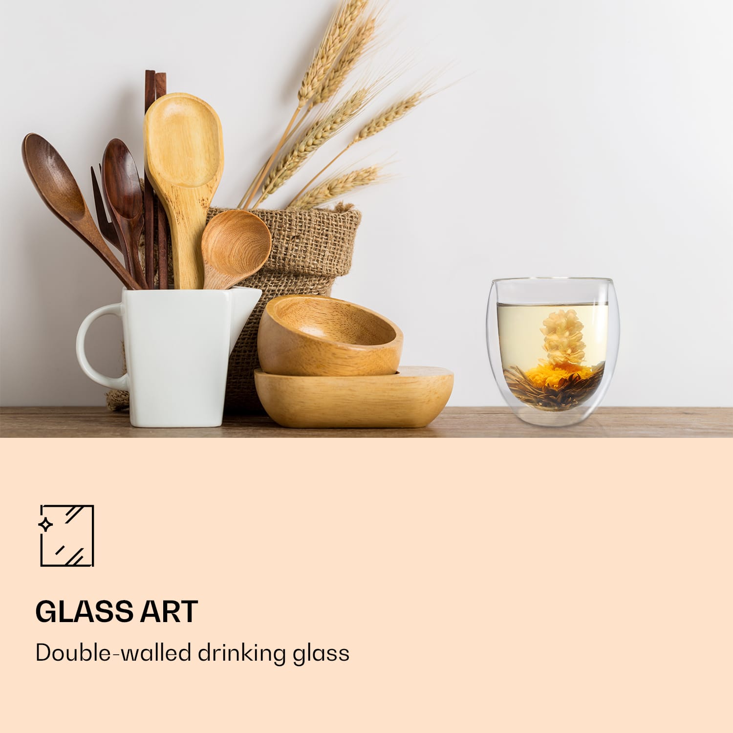Feelino Ice set 2, čajové poháre, set 2 ks, 400 ml, vysokokvalitné borosilikátové sklo, vhodné do umývačky riadu – Obrázok 3