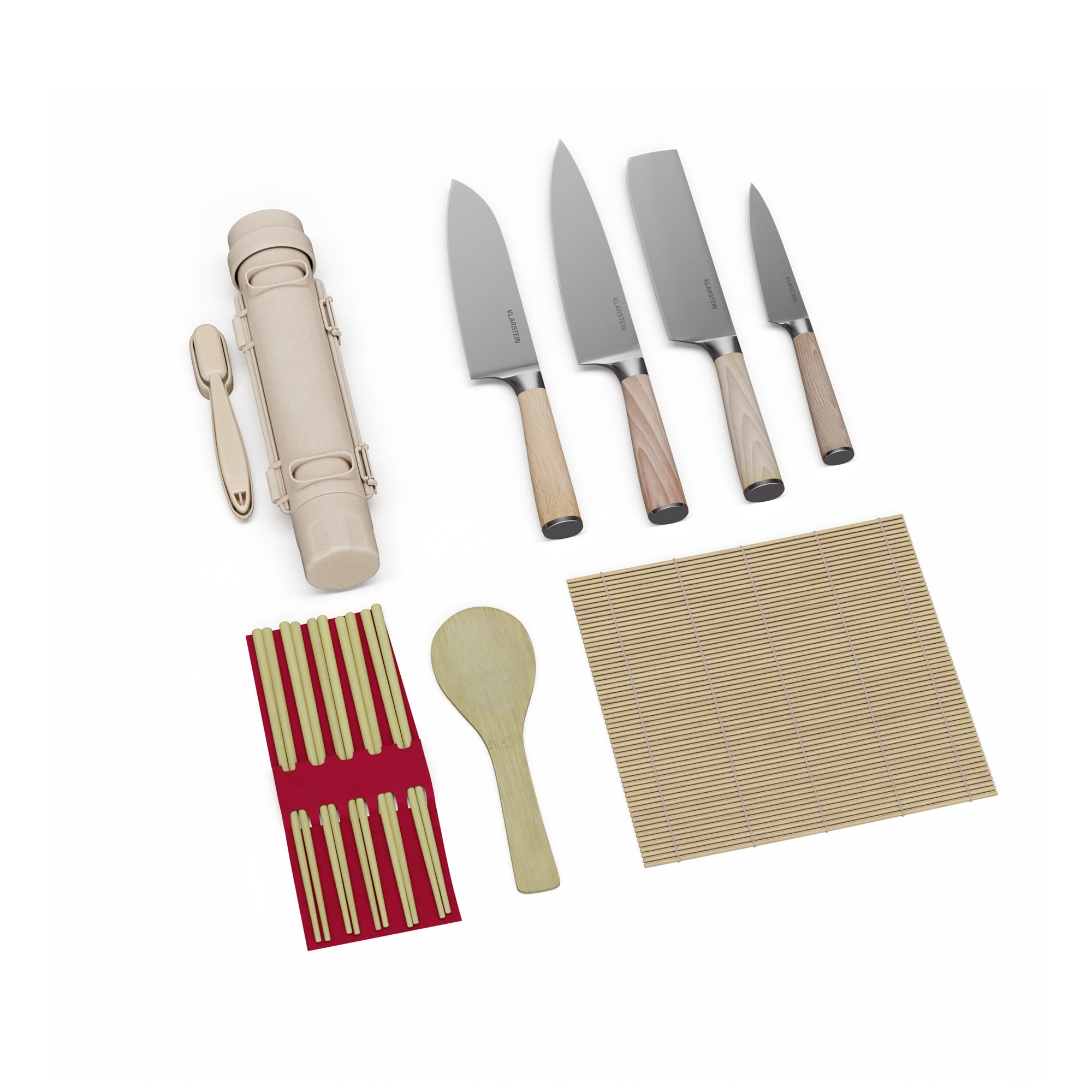 Klarstein Shibui súprava nožov na sushi, 15 dielov, 4 nože s praktickým príslušenstvom