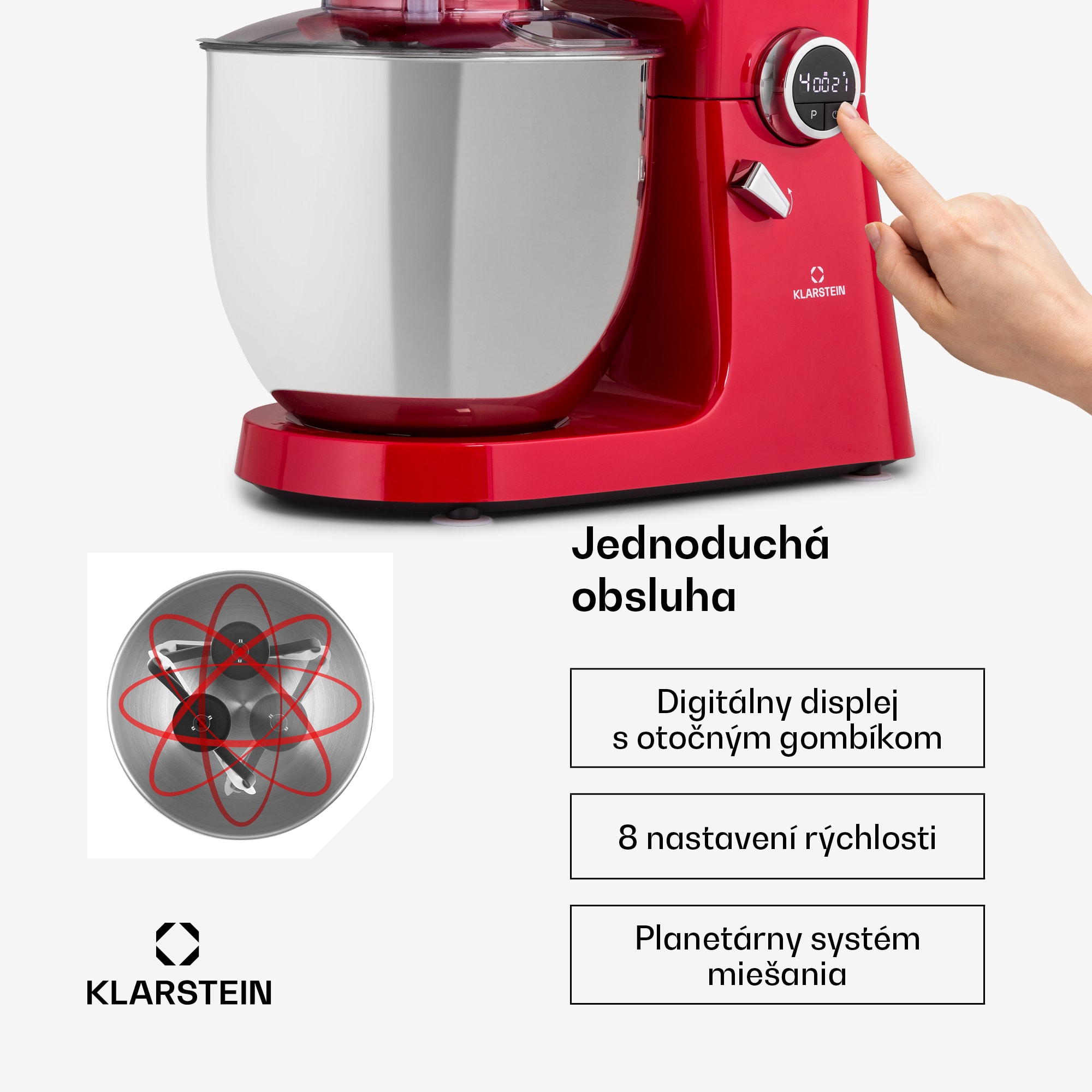 Klarstein Renata Rossa, kuchynský robot 3 v 1, 2000 W/2,7 PS, 10 l, nehrdzavejúca oceľ, bez BPA – Obrázok 5