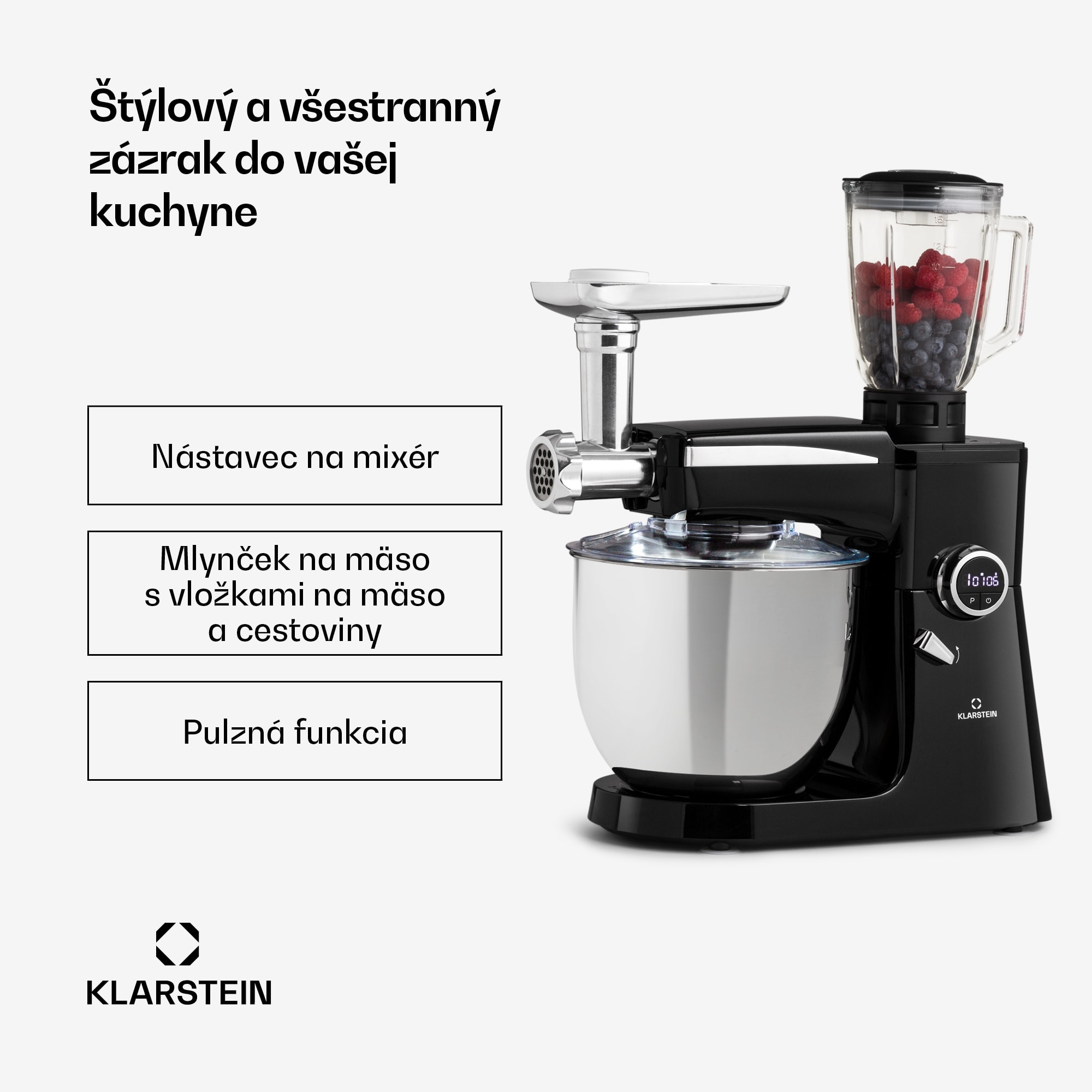 Klarstein Renata Rossa, kuchynský robot 3 v 1, 2000 W/2,7 PS, 10 l, nehrdzavejúca oceľ, bez BPA – Obrázok 2