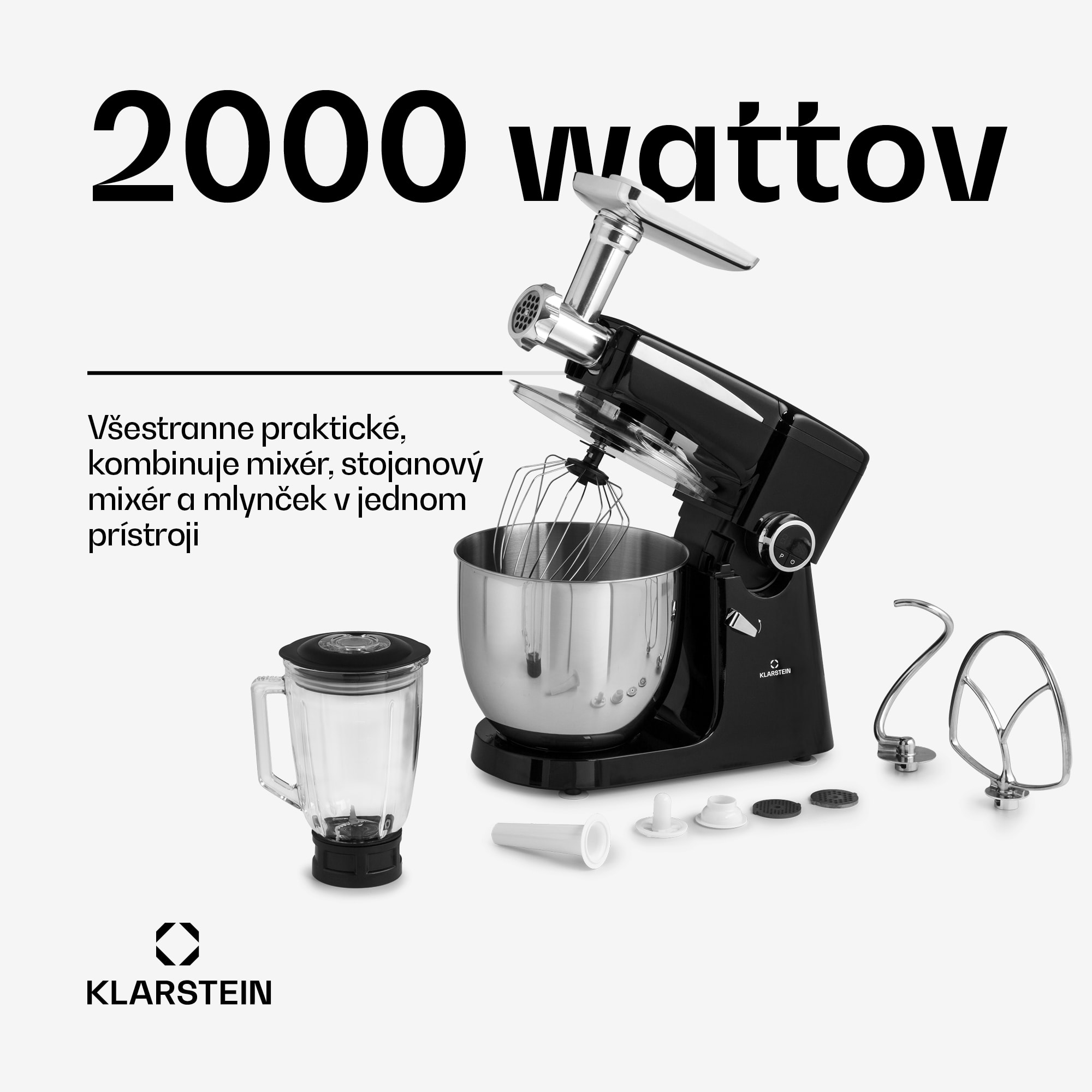 Klarstein Renata Rossa, kuchynský robot 3 v 1, 2000 W/2,7 PS, 10 l, nehrdzavejúca oceľ, bez BPA – Obrázok 3