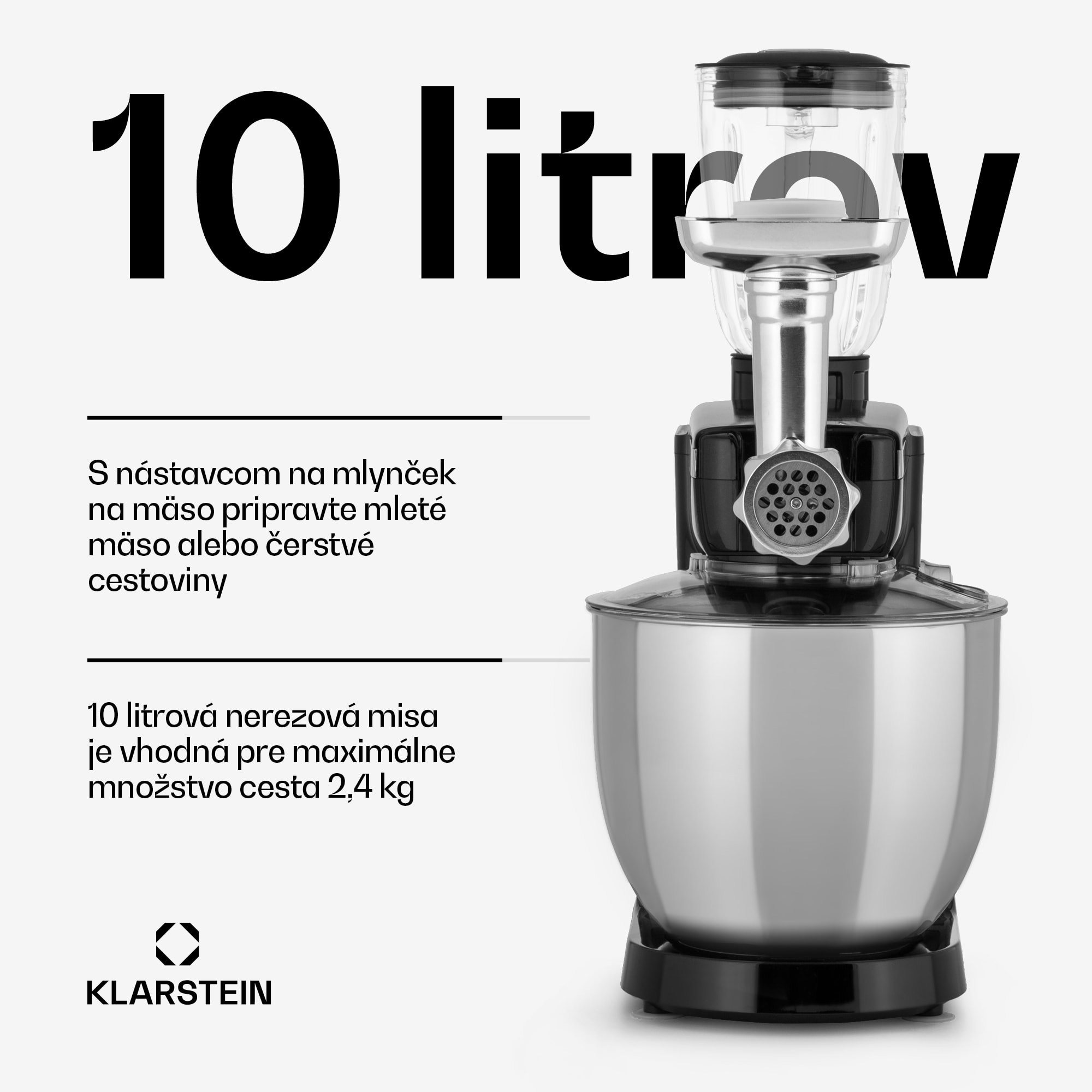 Klarstein Renata Rossa, kuchynský robot 3 v 1, 2000 W/2,7 PS, 10 l, nehrdzavejúca oceľ, bez BPA – Obrázok 4