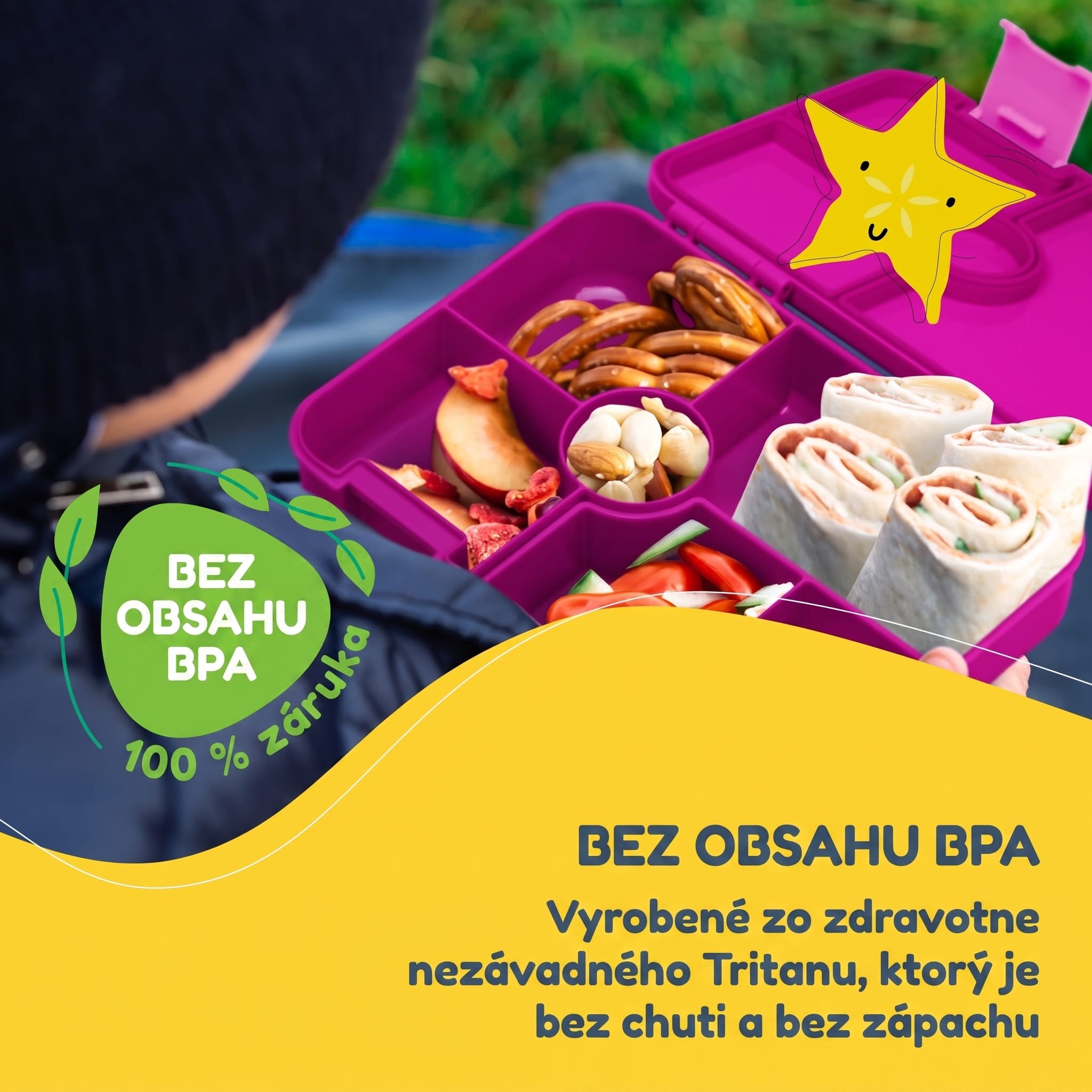 schmatzfatz by Klarstein Lite obedová krabička 6 priehradiek 20,8x4,5x15 cm BPA-free Tritan – Obrázok 2