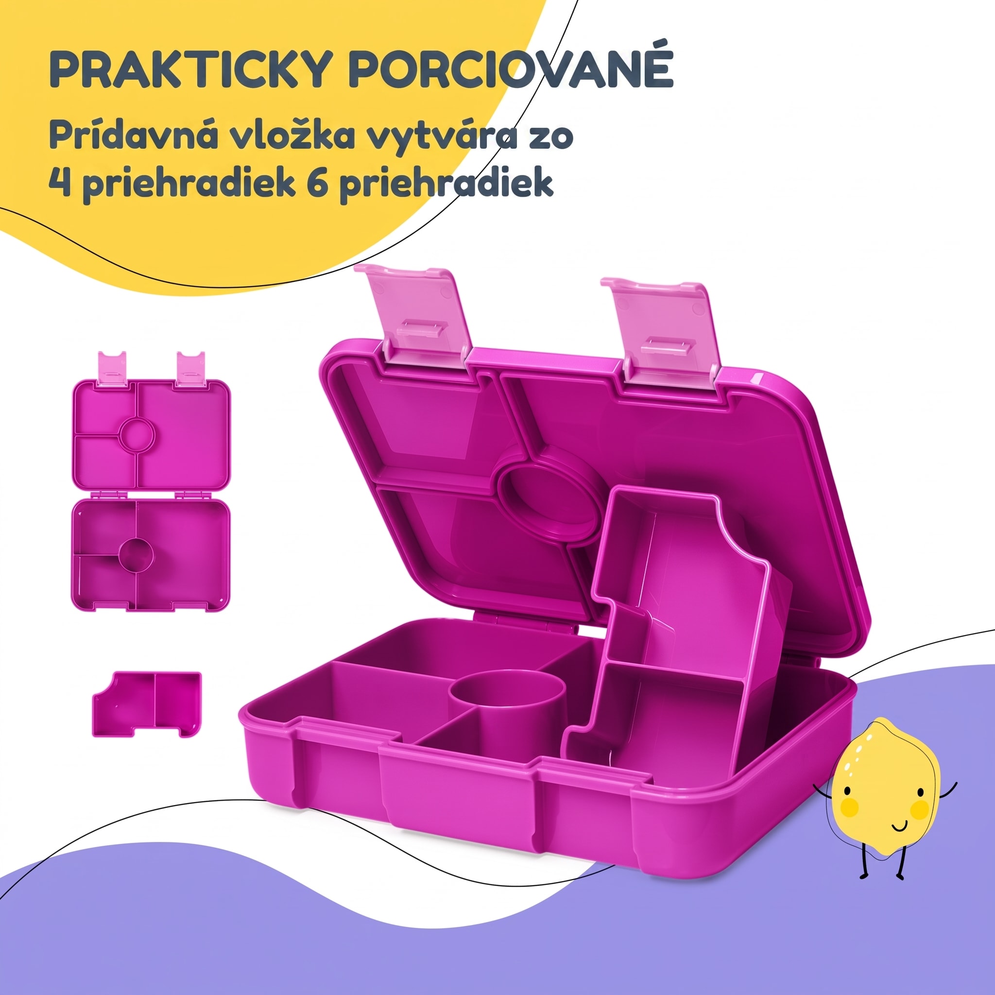 schmatzfatz by Klarstein Lite obedová krabička 6 priehradiek 20,8x4,5x15 cm BPA-free Tritan – Obrázok 4