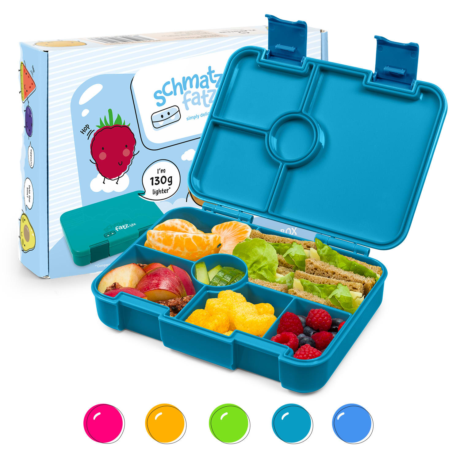 schmatzfatz by Klarstein Lite obedová krabička 6 priehradiek 20,8x4,5x15 cm BPA-free Tritan