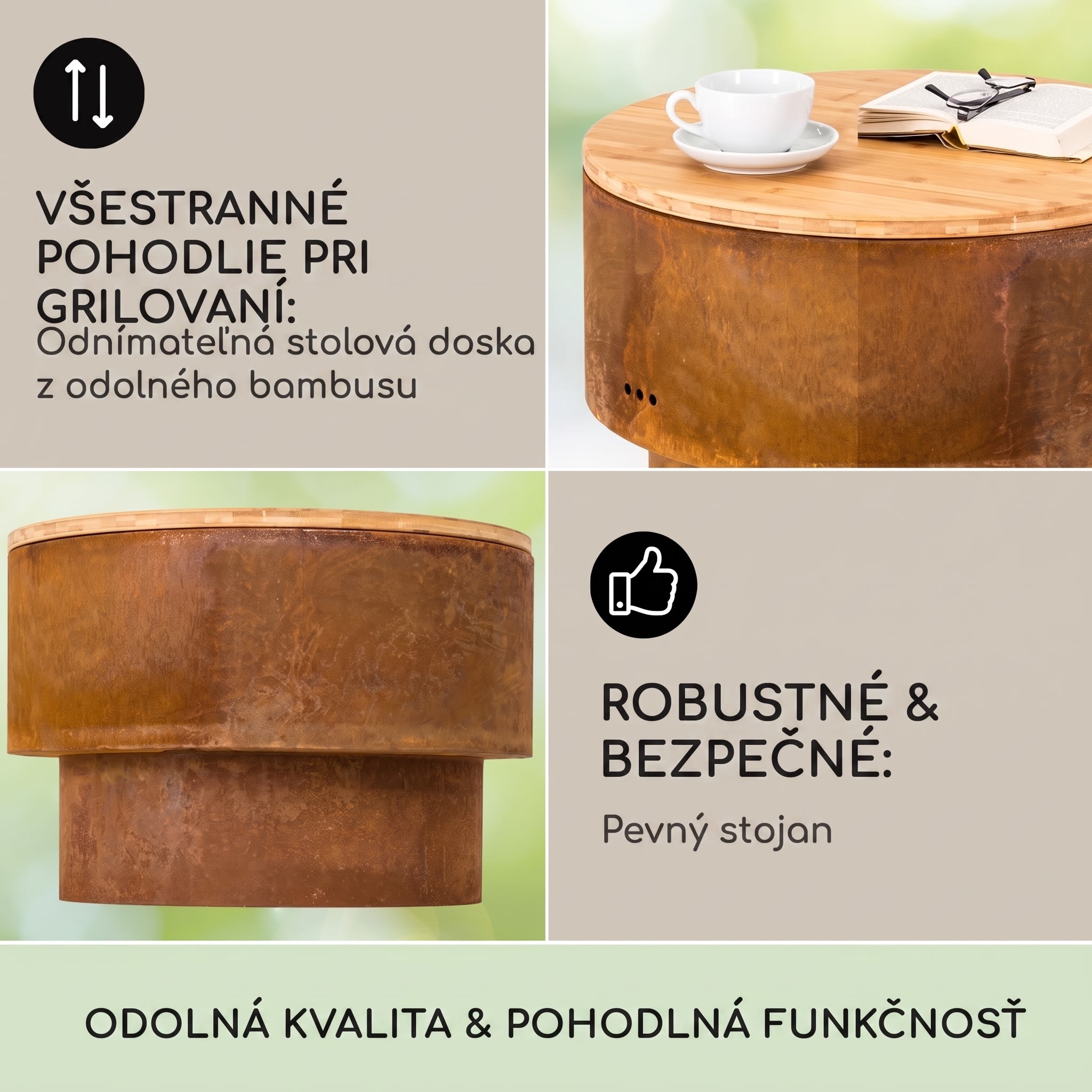 Blumfeldt Pompeji Rust ohnisková misa a gril Ø60cm oceľ – Obrázok 4