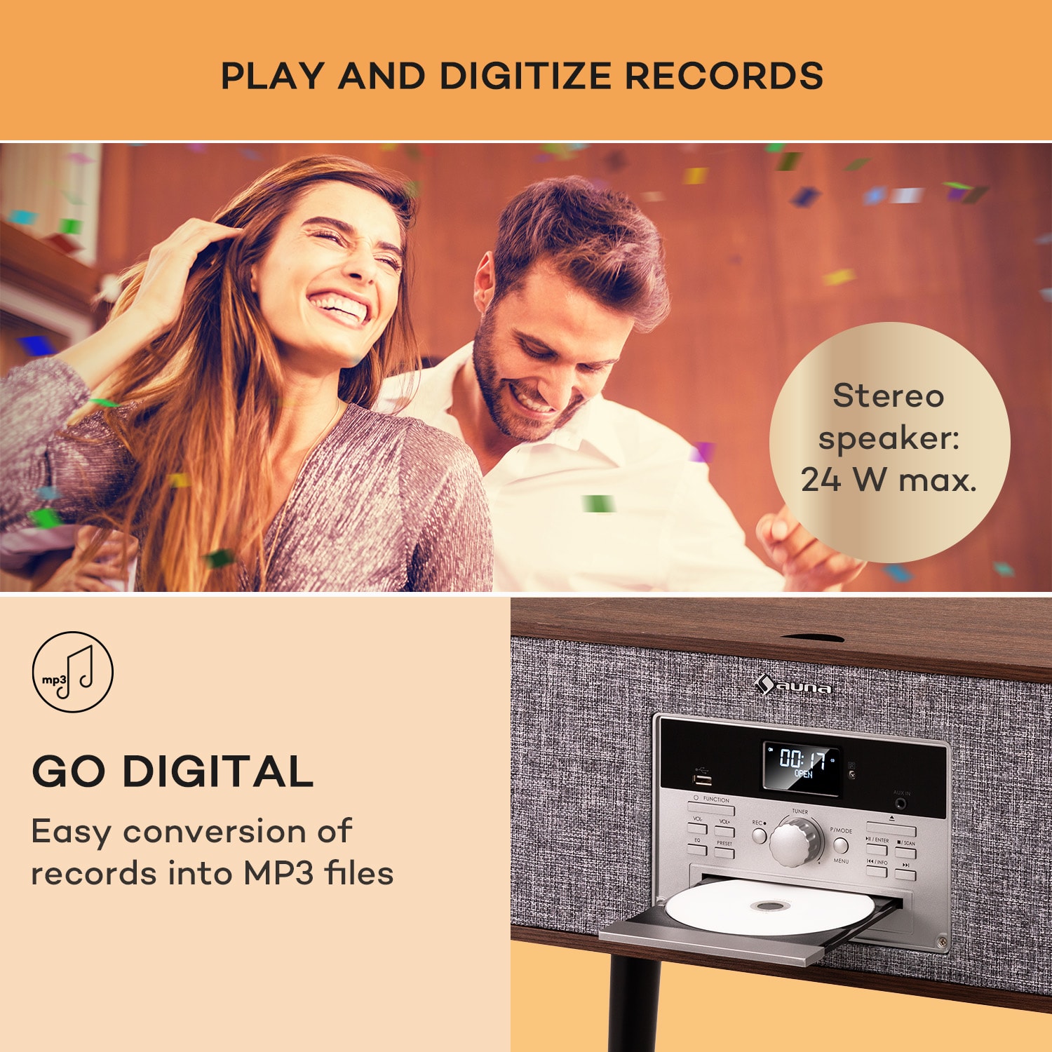 Auna Julie Ann, stereo systém, CD, BT, USB, DAB+/UKW, AUX-In – Obrázok 3