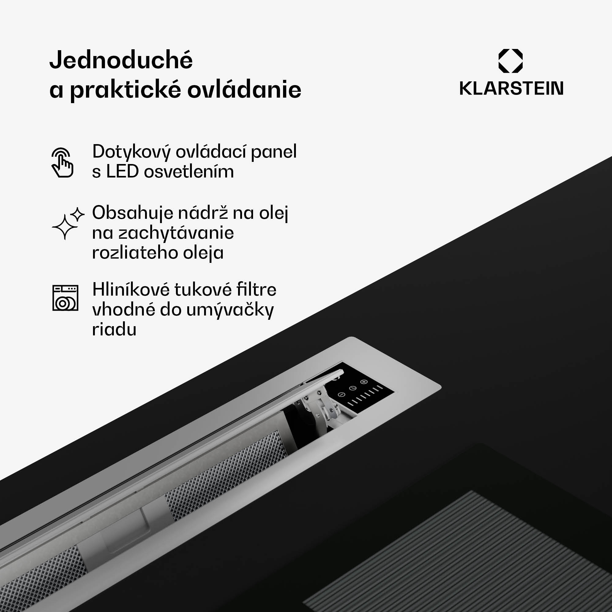 Klarstein Brisa, digestor 90 cm, výsuvný, nehrdzavejúca oceľ, 710 m³/h, A+ – Obrázok 5