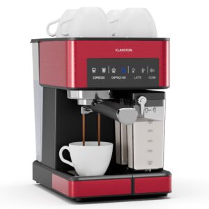 Klarstein 1,8 l kávovar s napeňovačom mlieka, 20 barový pákový kávovar, malý kávovar na mletú kávu s výkonom 1350 W, baristický kávovar na ľadovú kávu cappuccino latte espresso