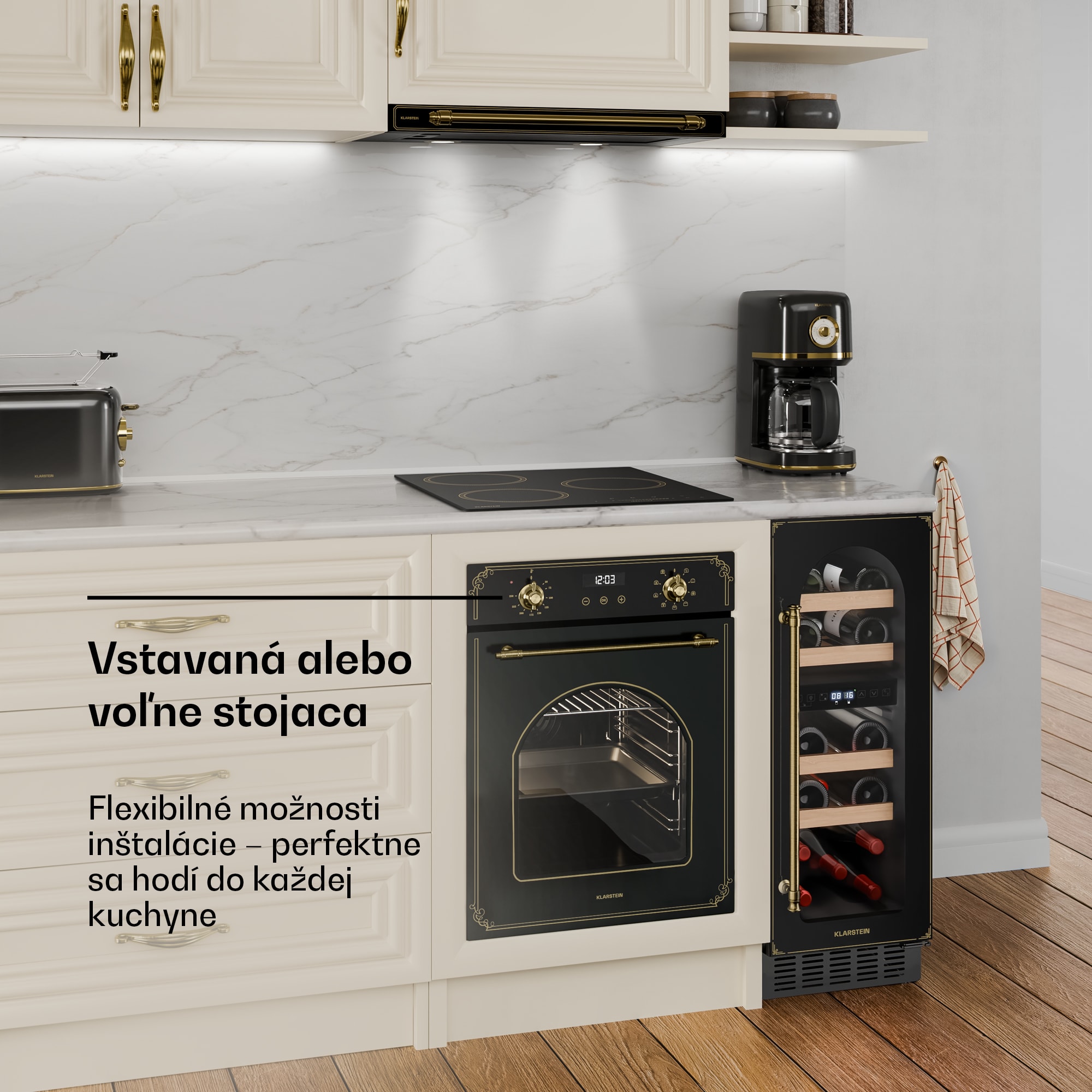 Klarstein Vinovilla Victoria 17 Built-In Duo Vilhelmine Edition, vinotéka, 17 fliaš, sklenené dvierka – Obrázok 4