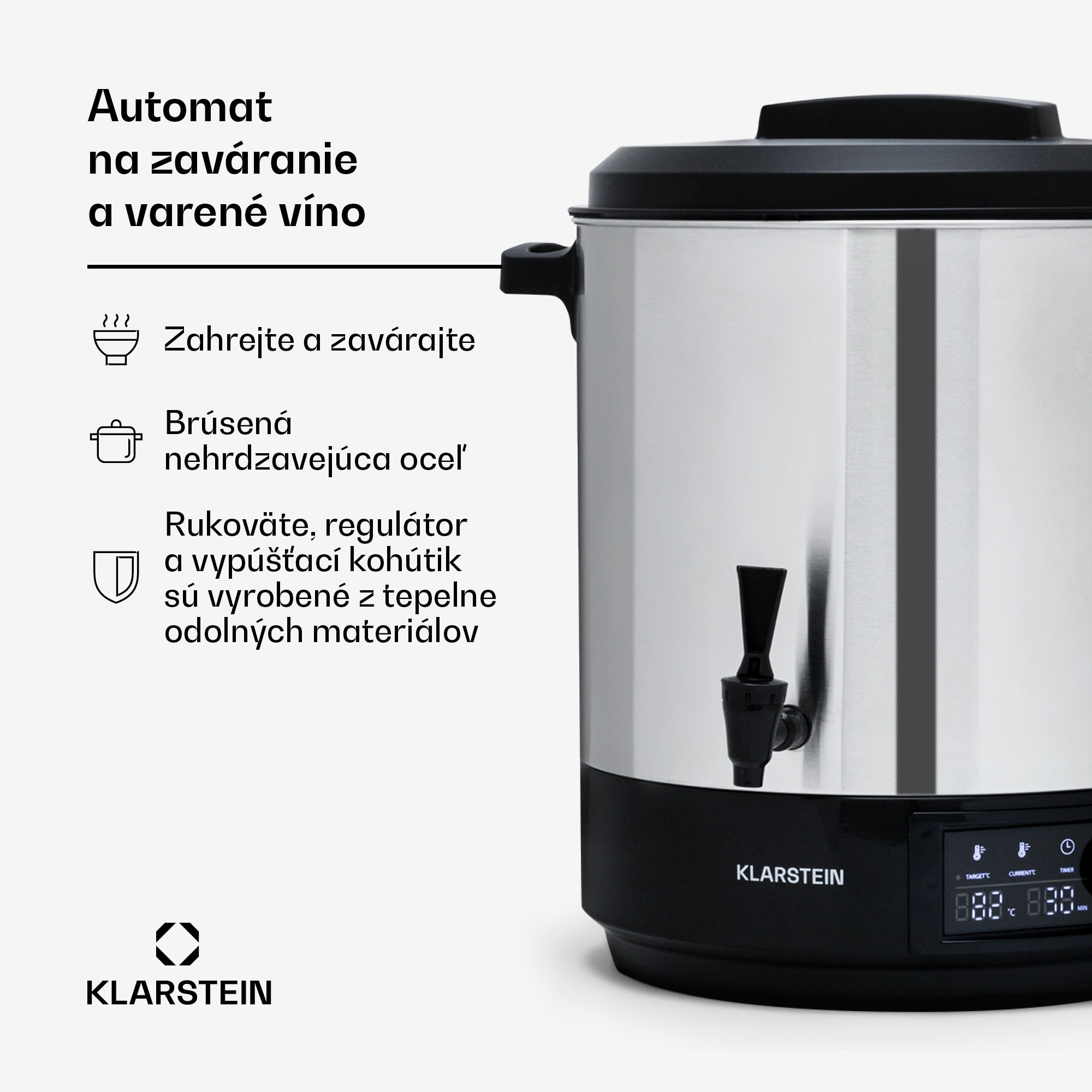 Klarstein Abbey 25 zavárací automat nápojový dávkovač 25L 100°C 180min nerezová oceľ – Obrázok 3